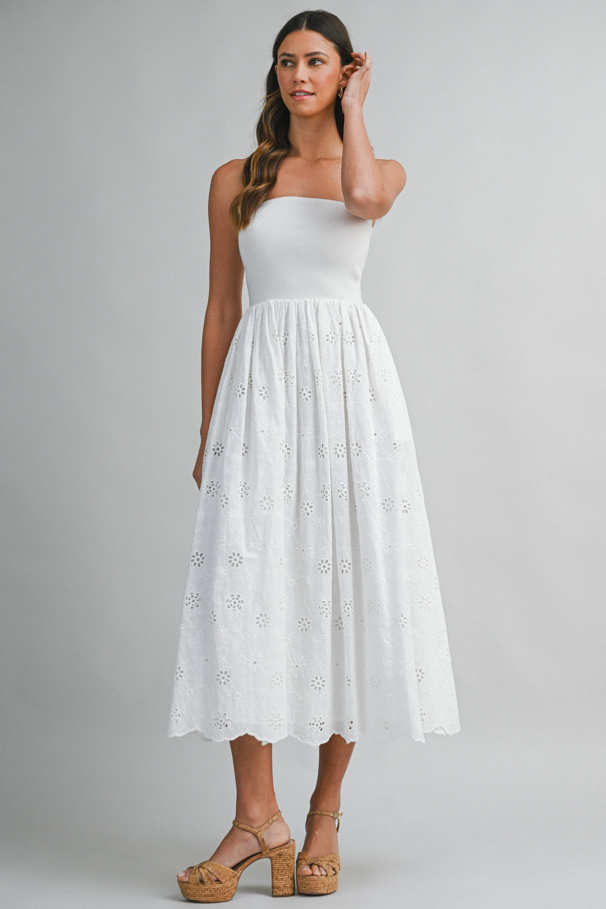 ASTOR EYELET CONTRAST MIDI DRESS sold by MABLE product image thumbnail 3