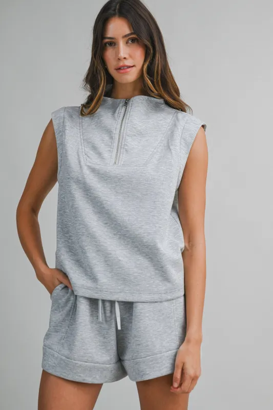 HARLEN HALF ZIP UP TANK OP AND SHORTS SET made by MABLE