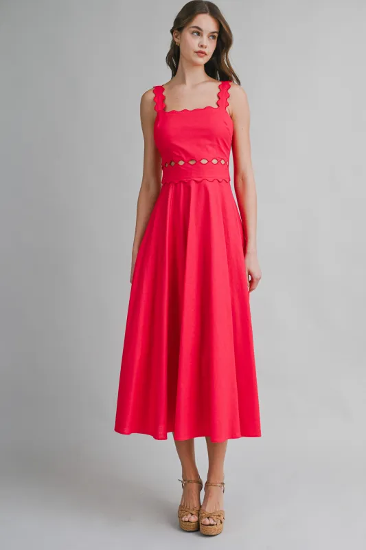 ZALEYA SCALLOP DETAILED MIDI DRESS made by MABLE
