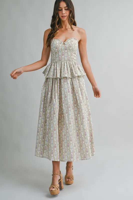 YSABELLE FLORAL WALL PAPER TOP AND SKIRT SET made by MABLE