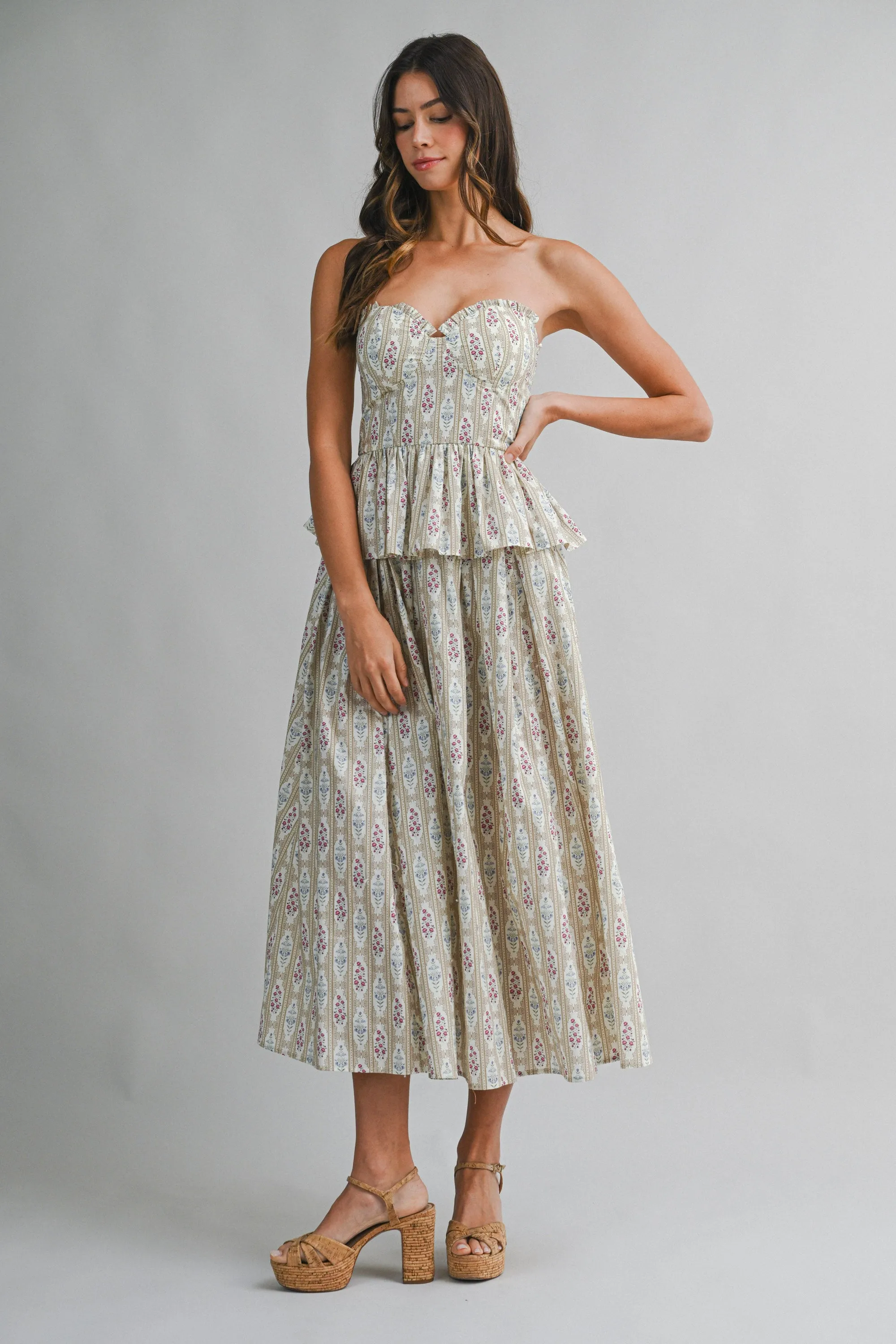 YSABELLE FLORAL WALL PAPER TOP AND SKIRT SET sold by MABLE product image thumbnail 2