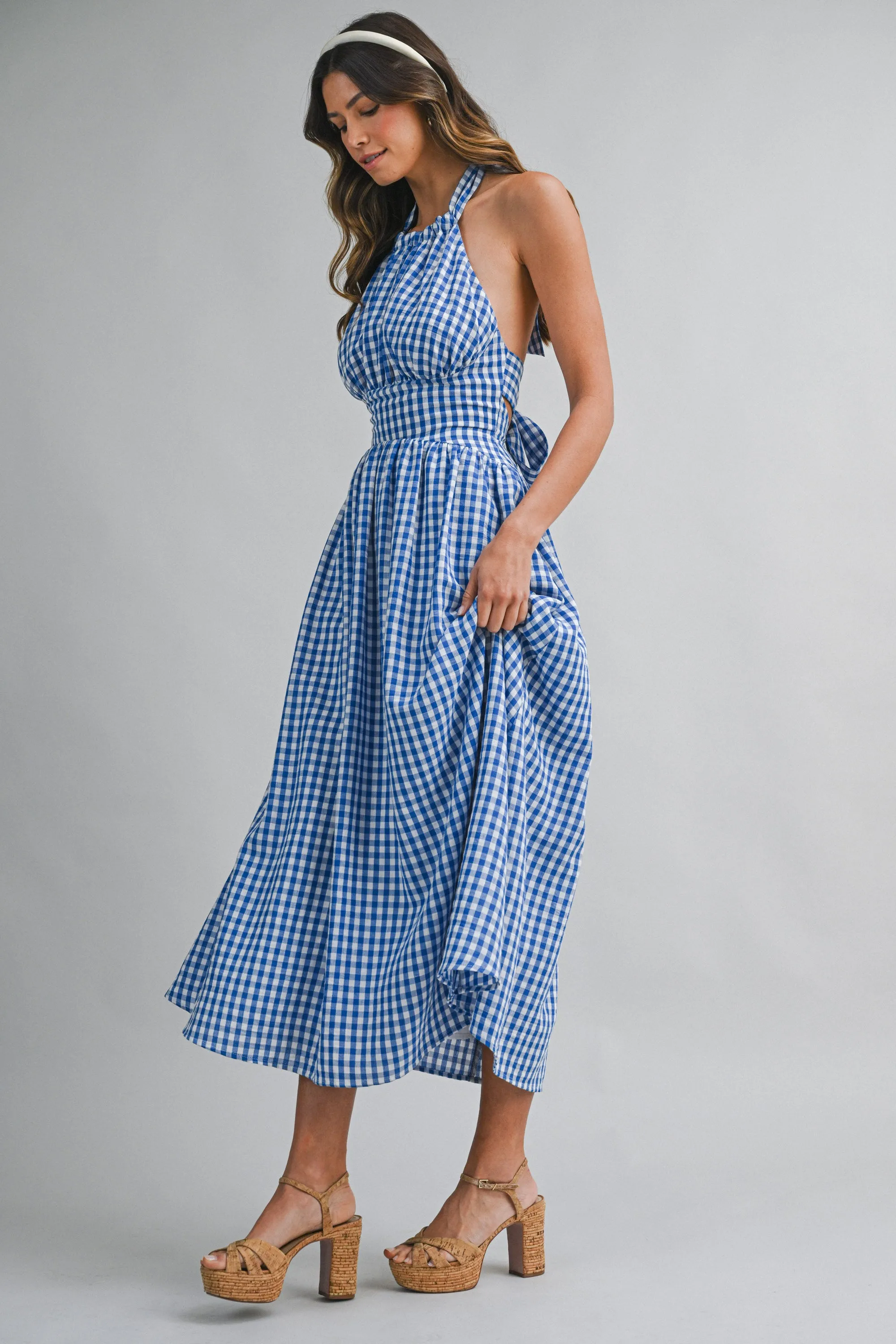 IRIDIA HALTER NECK BACK BOW MIDI DRESS sold by MABLE product image thumbnail 4