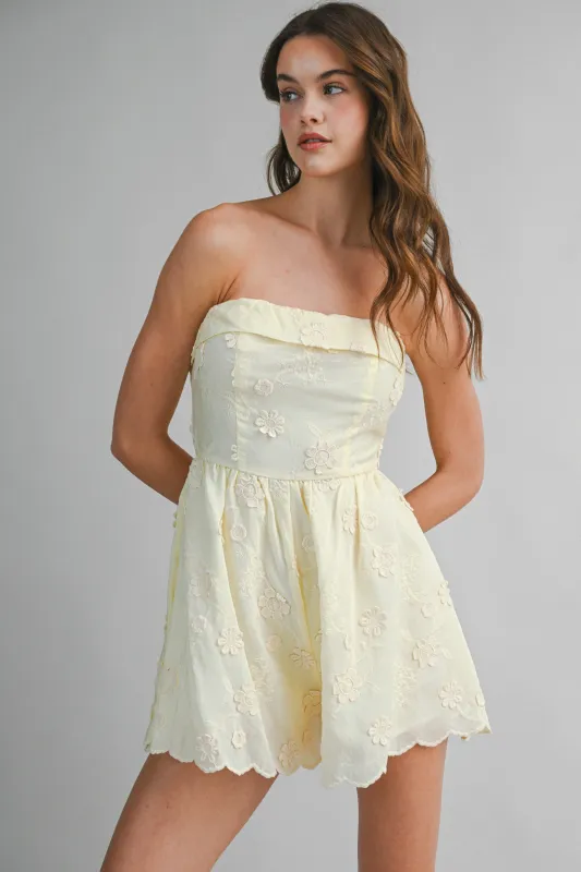 EMMELYN EMBROIDERY BACK SMOCKED ROMPER made by MABLE