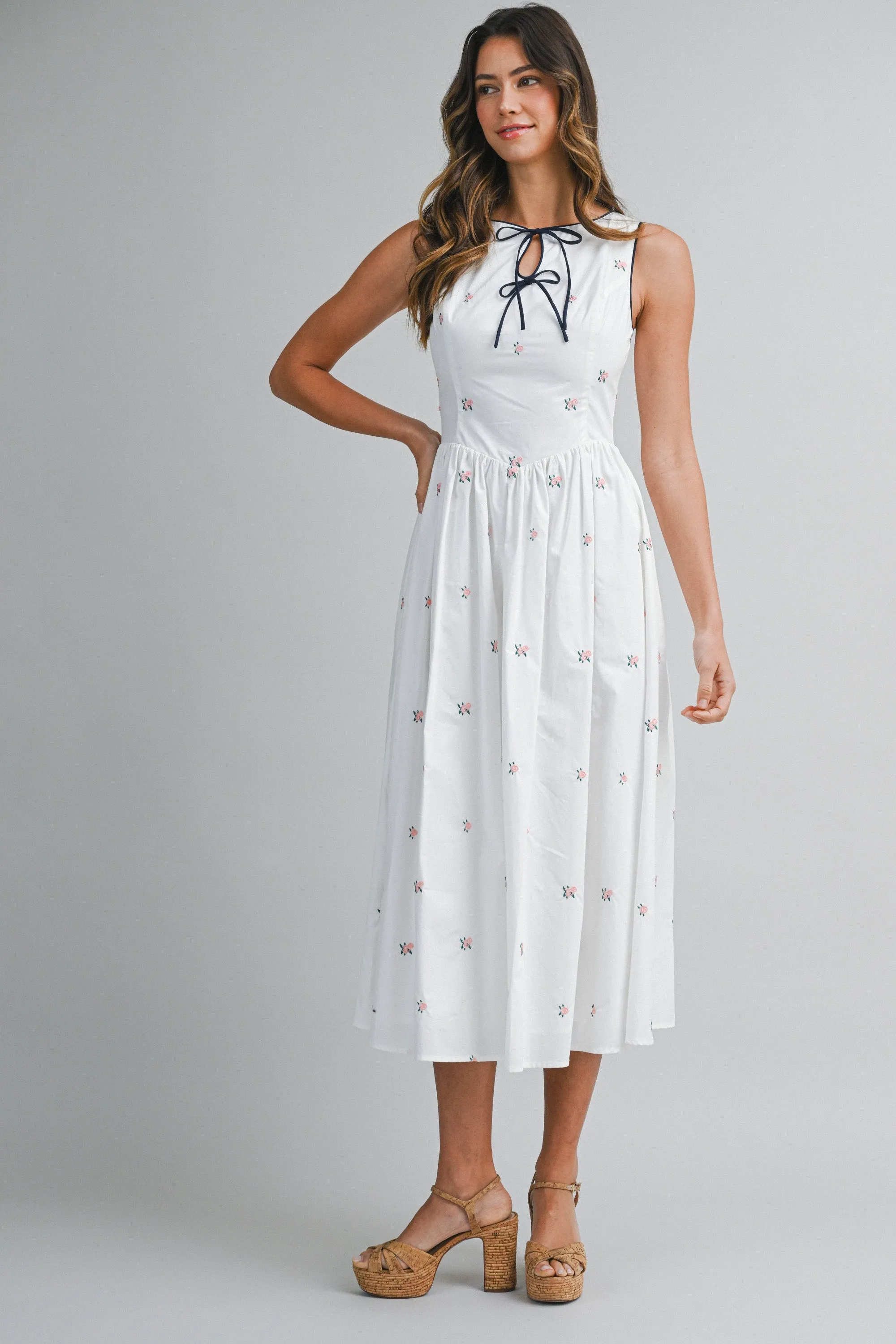 XANDER FLORAL EMBROIDERY MIDI DRESS sold by MABLE product image thumbnail 4