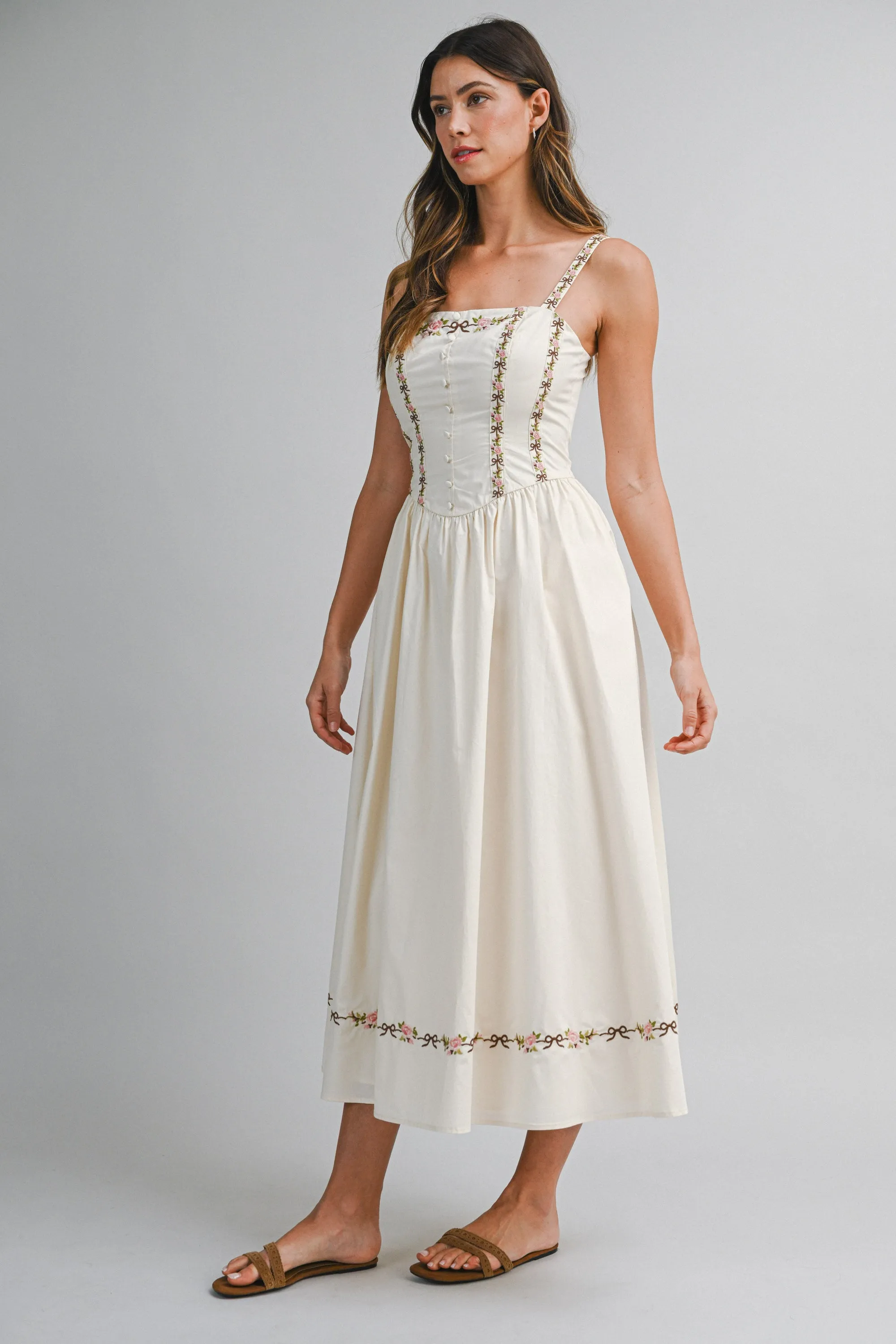 THORNE EMBROIDERED STRIPE MIDI DRESS sold by MABLE product image thumbnail 3