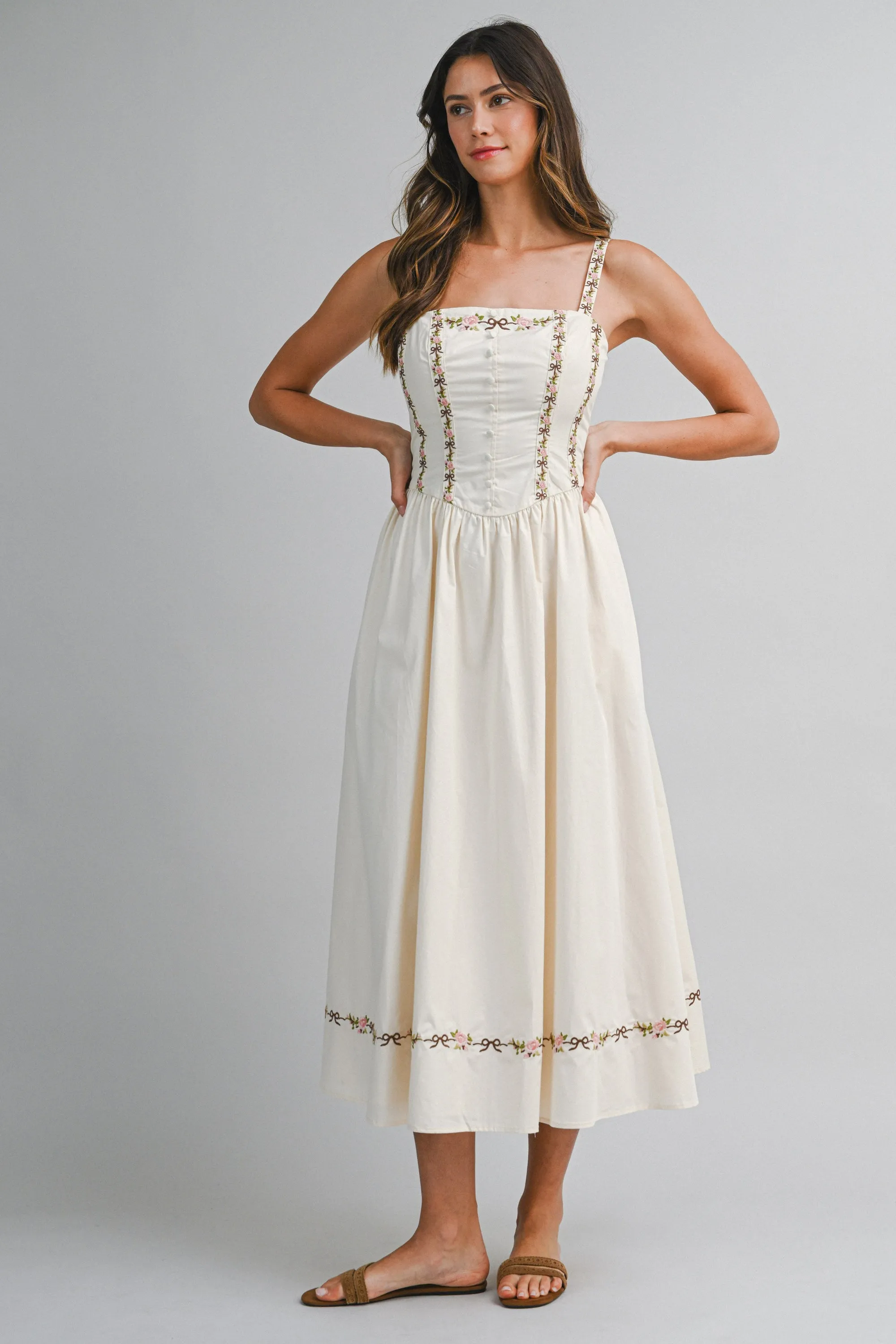 THORNE EMBROIDERED STRIPE MIDI DRESS sold by MABLE product image thumbnail 2