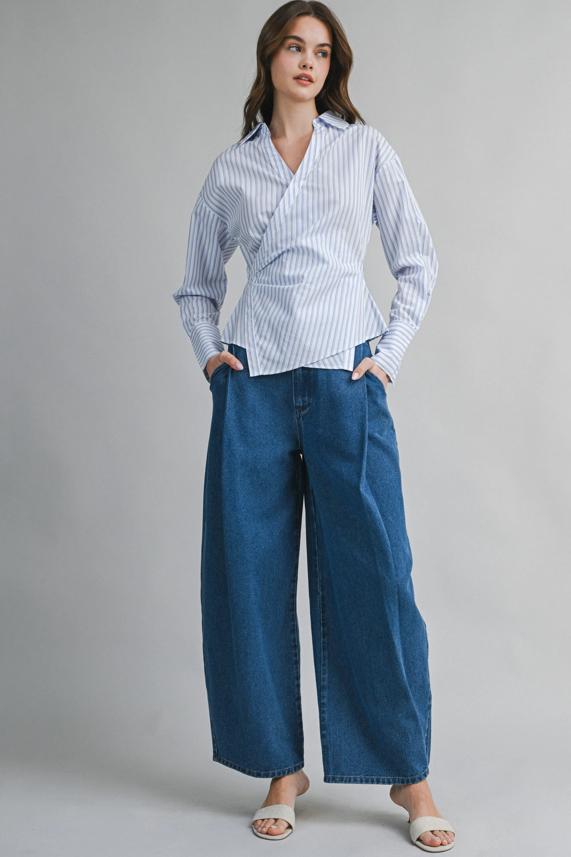 BASTIAN PIN STRIPE WRAPPED SHIRT sold by MABLE product image thumbnail 5