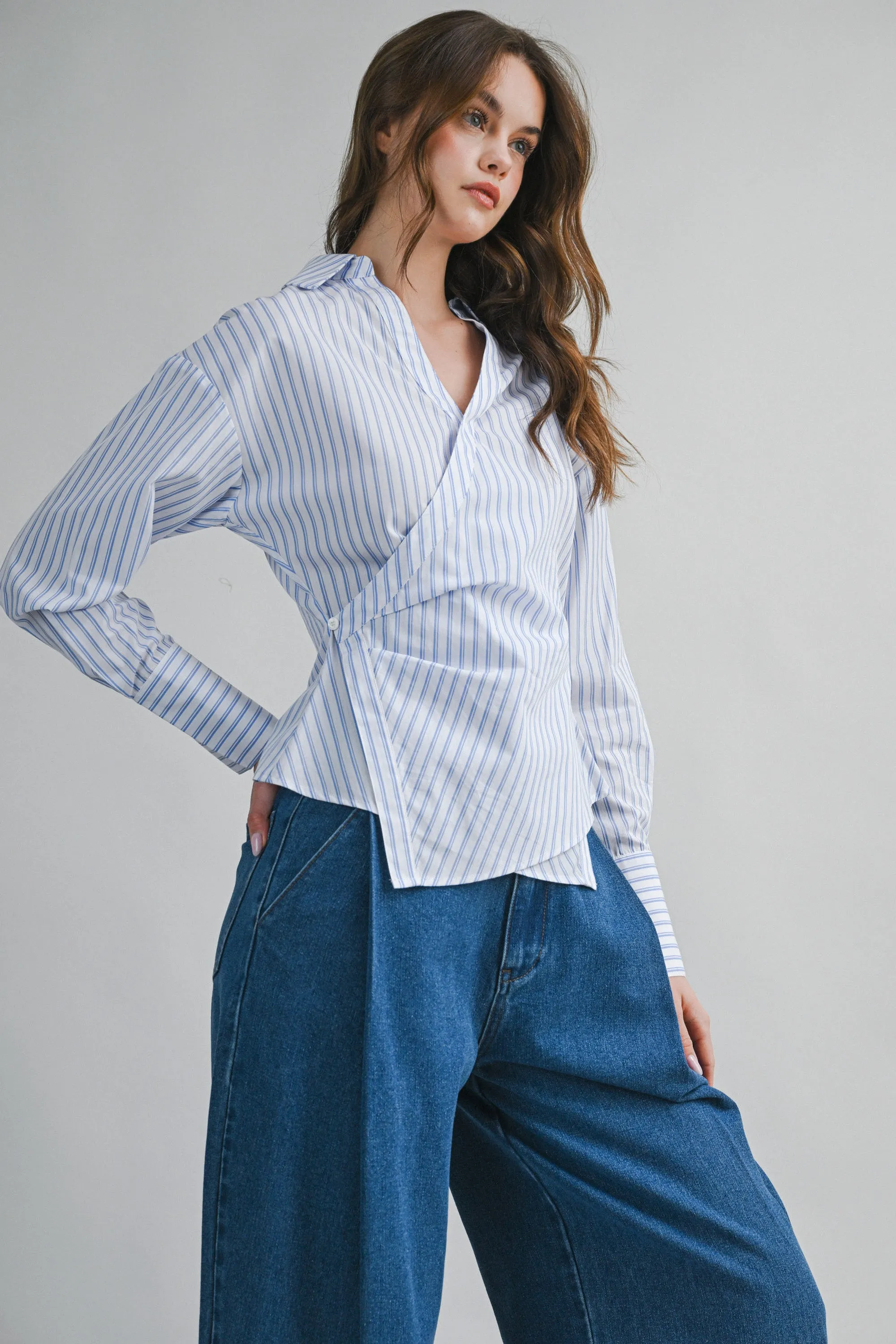 BASTIAN PIN STRIPE WRAPPED SHIRT sold by MABLE product image thumbnail 2