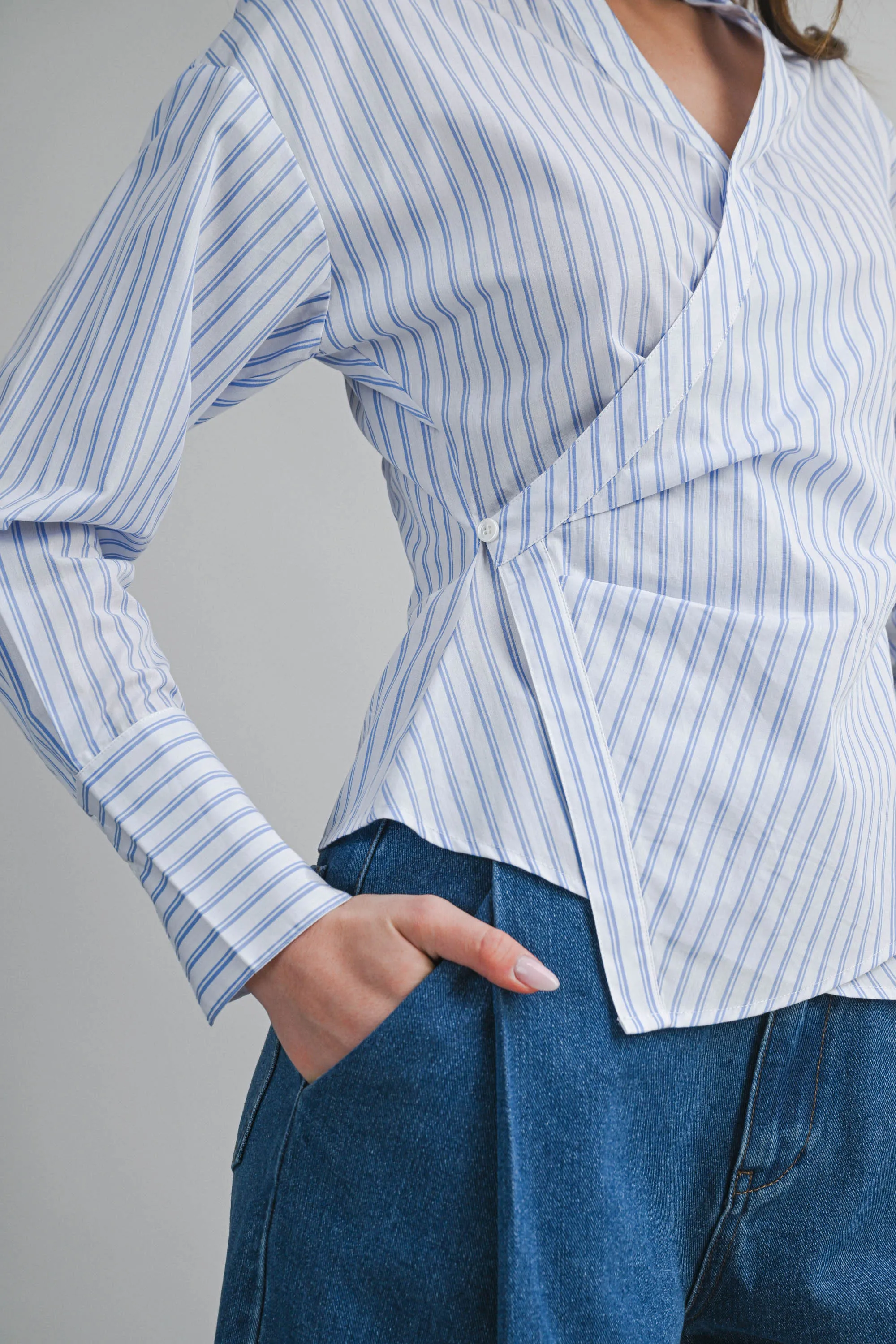 BASTIAN PIN STRIPE WRAPPED SHIRT sold by MABLE product image thumbnail 4
