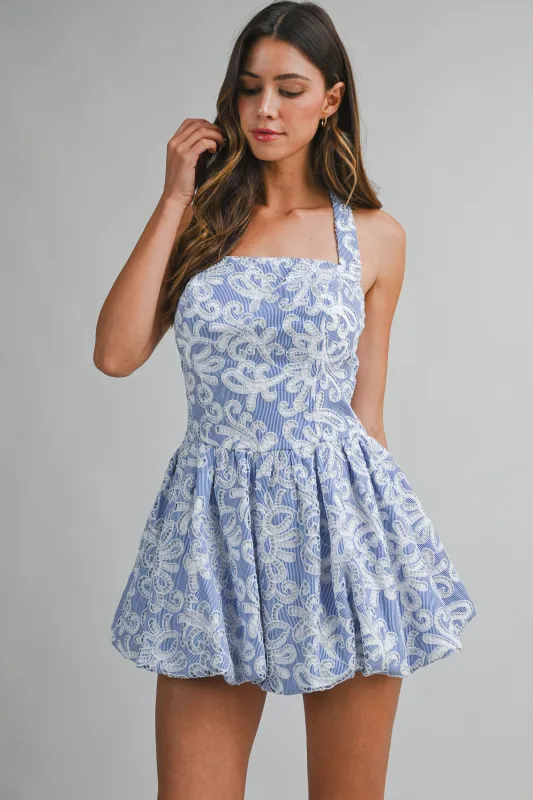FELINE STRIPE EMBROIDERED MINI DRESS made by MABLE