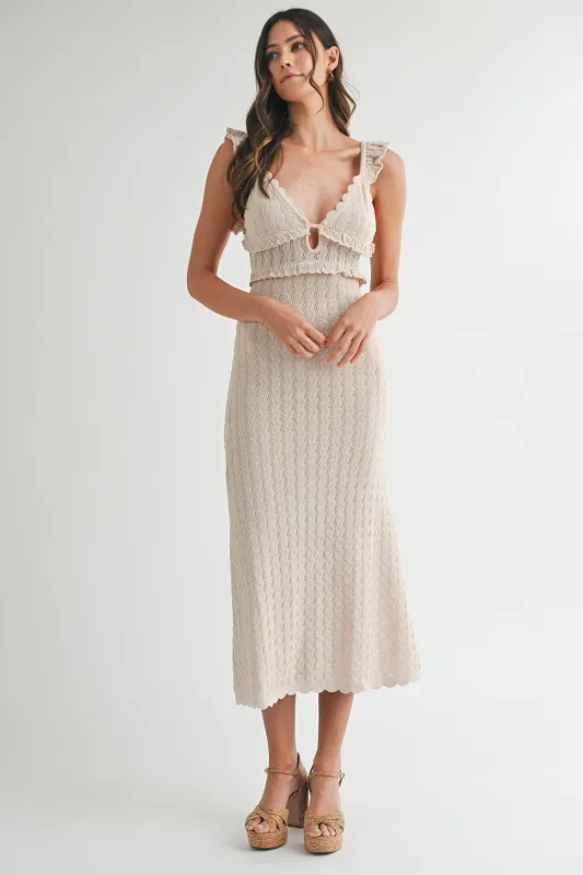 AMY CROCHET KNIT MIDI DRESS made by MABLE