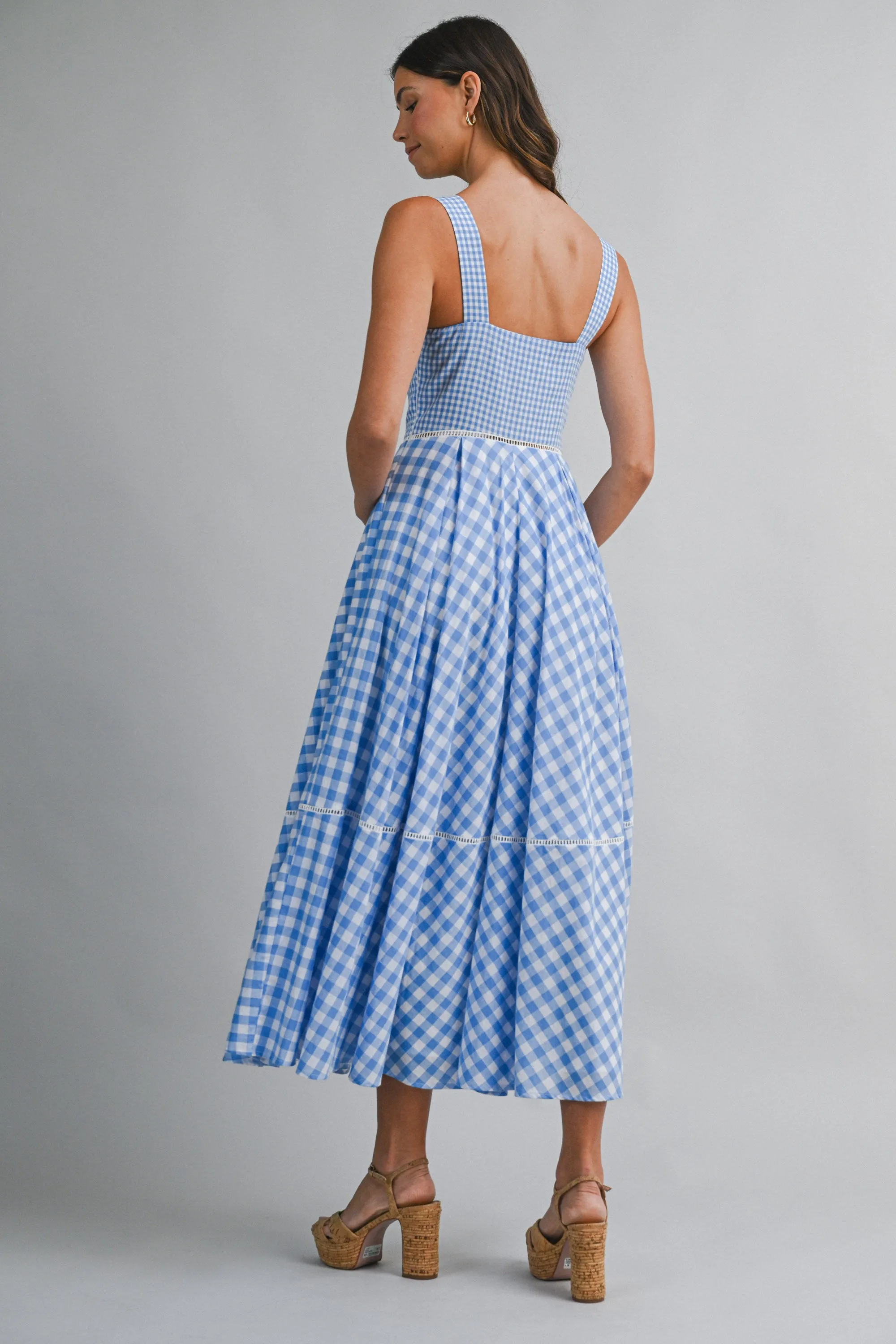 HELENA GINGHAM COMBO SLEEVELESS MIDI DRESS sold by MABLE product image thumbnail 4
