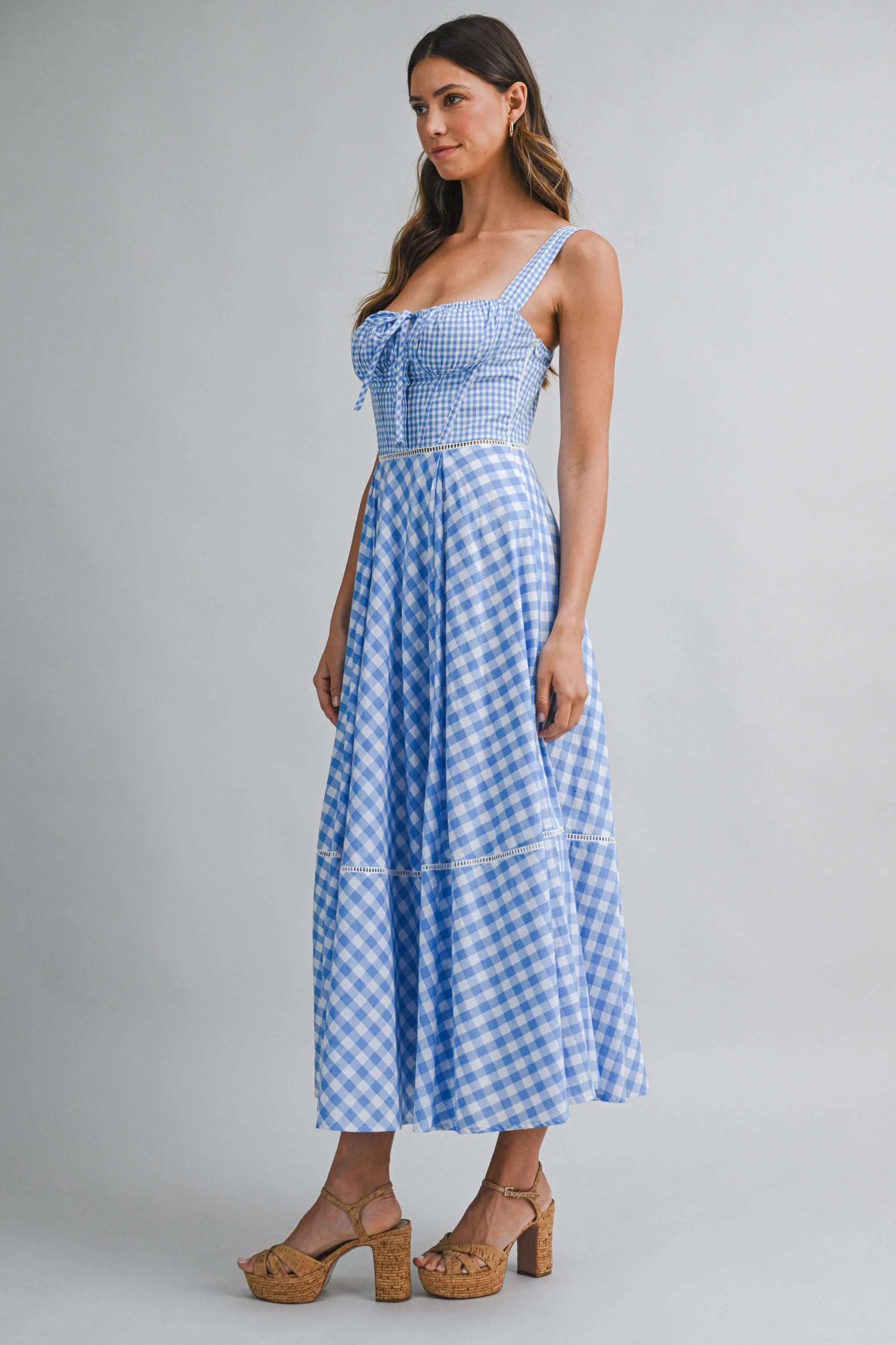 HELENA GINGHAM COMBO SLEEVELESS MIDI DRESS sold by MABLE product image thumbnail 5