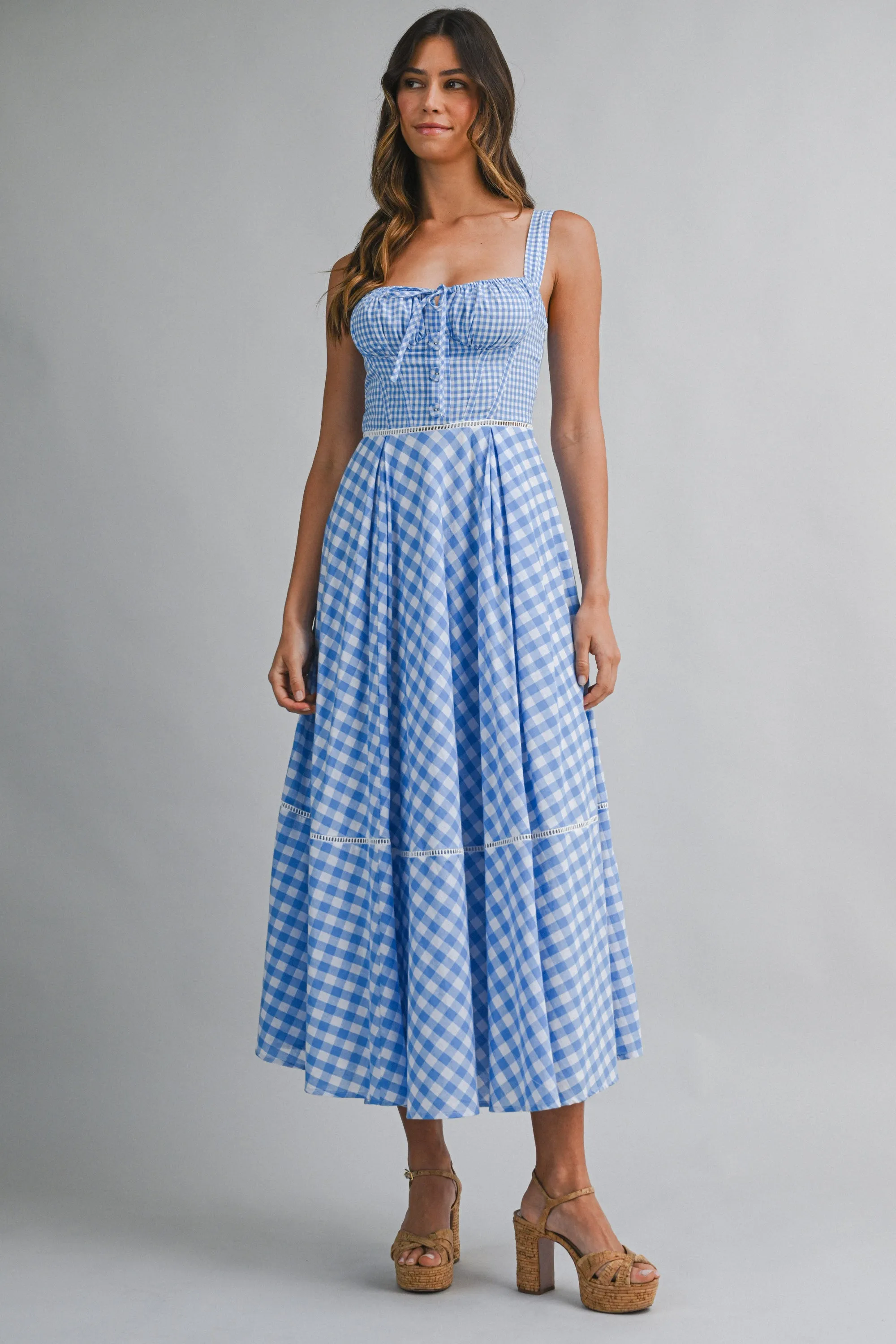 HELENA GINGHAM COMBO SLEEVELESS MIDI DRESS sold by MABLE product image thumbnail 2
