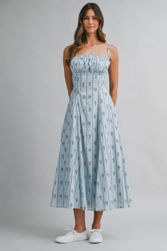 MACI WALL PAPER PRINTED MIDI DRESS made by MABLE