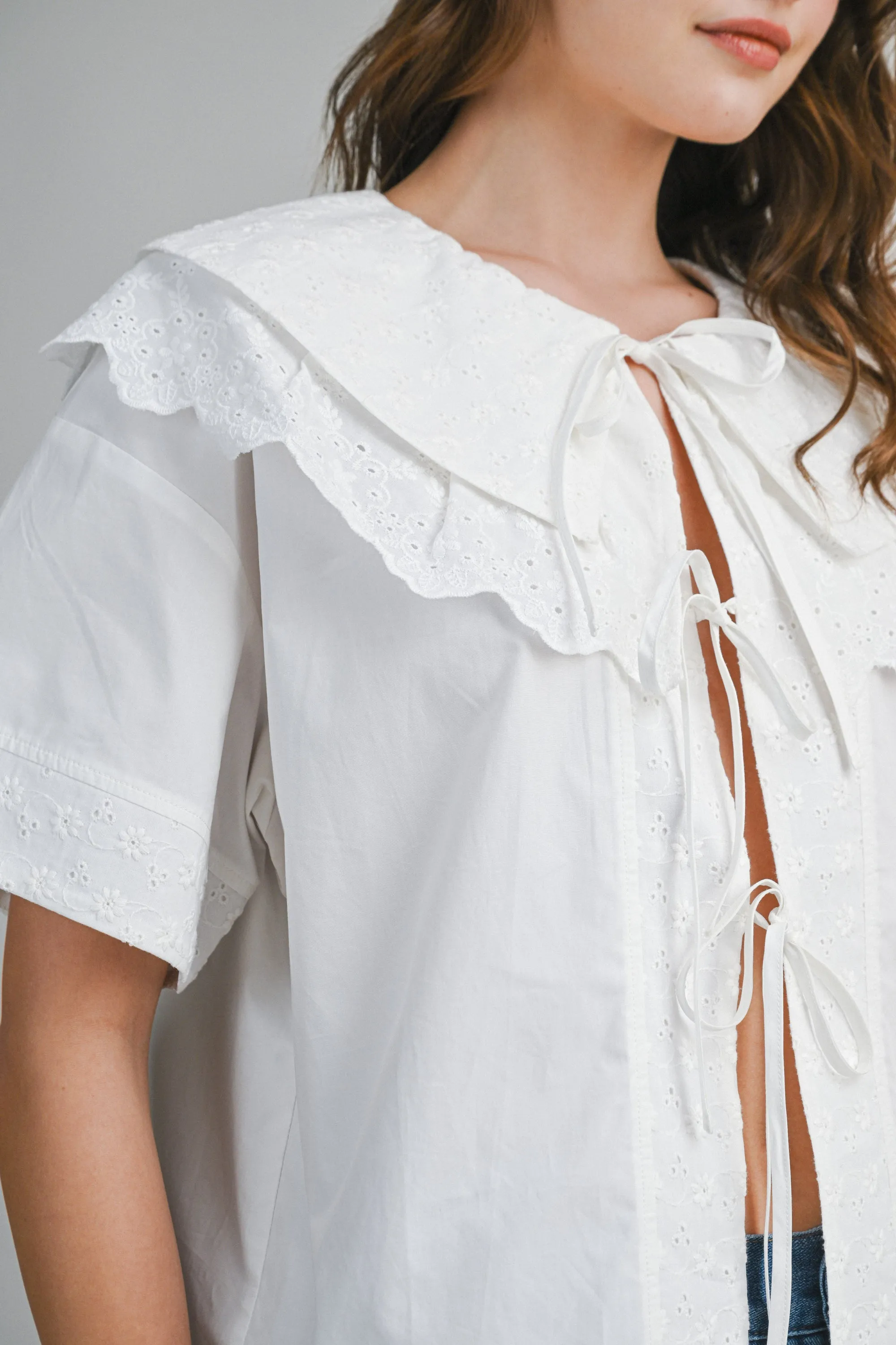 PAISLEE EYELET TIE FRONT SHIRT sold by MABLE product image thumbnail 5