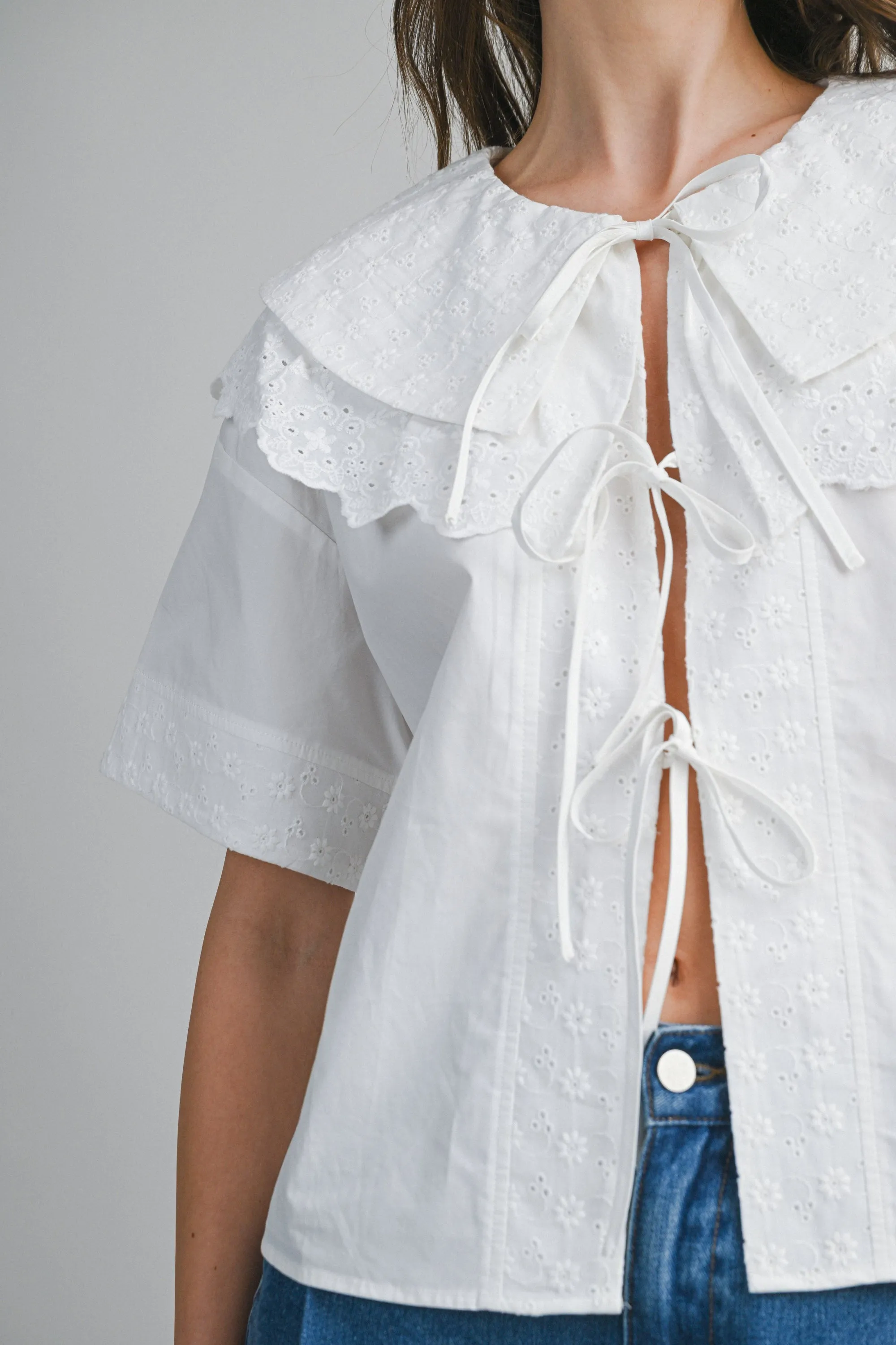 PAISLEE EYELET TIE FRONT SHIRT sold by MABLE product image thumbnail 4