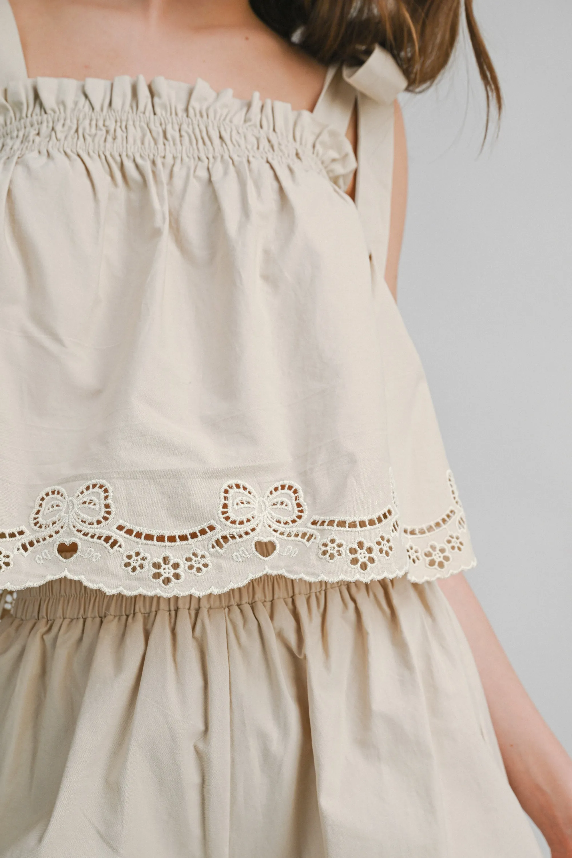 LAURYN EYELET BORDER TIE SHOULDER TOP AND SHORTS SET sold by MABLE product image thumbnail 5