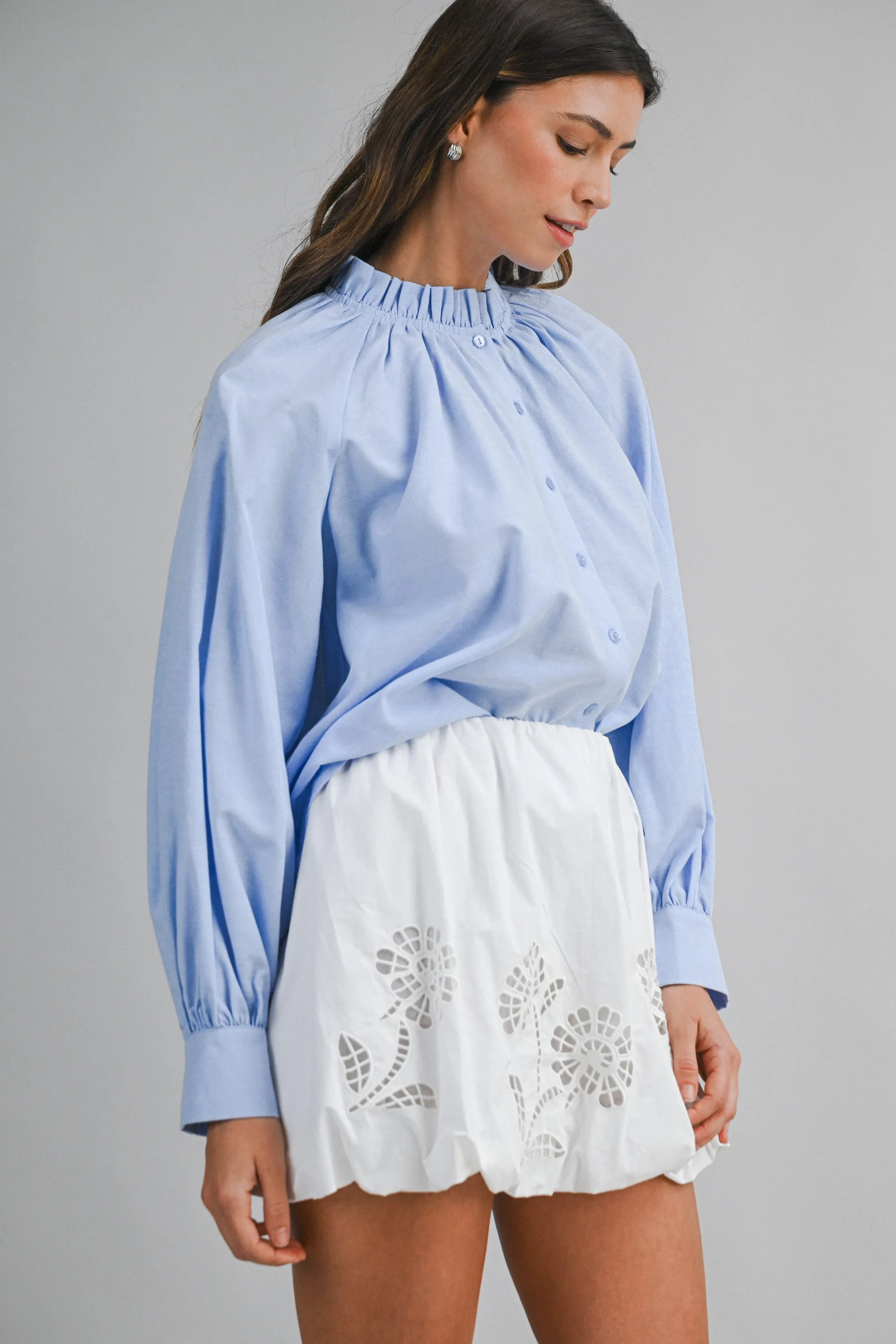 MARA RUFFLE NECK LONG SLEEVE BLOUSE sold by MABLE product image thumbnail 5