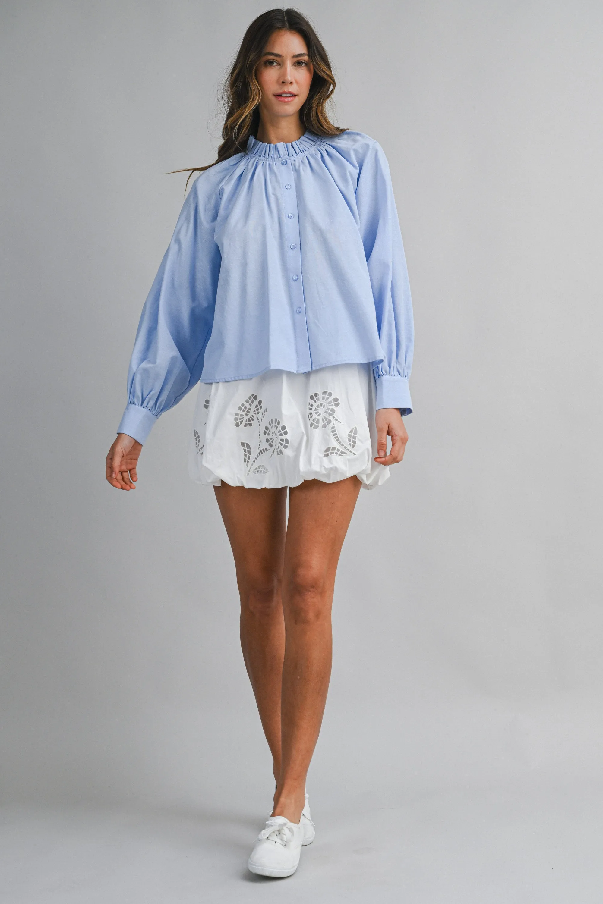 MARA RUFFLE NECK LONG SLEEVE BLOUSE sold by MABLE product image thumbnail 4
