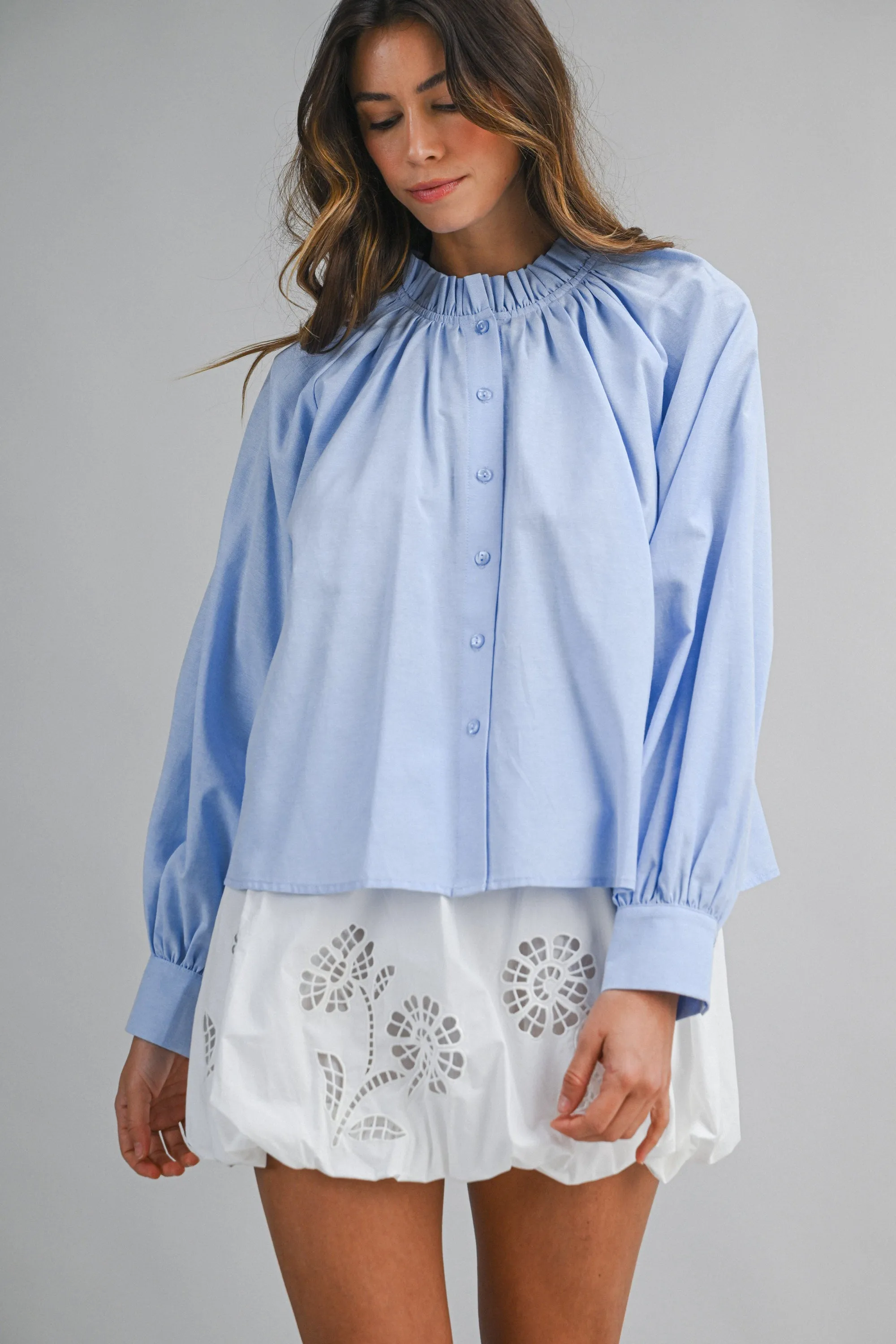MARA RUFFLE NECK LONG SLEEVE BLOUSE sold by MABLE product image thumbnail 2