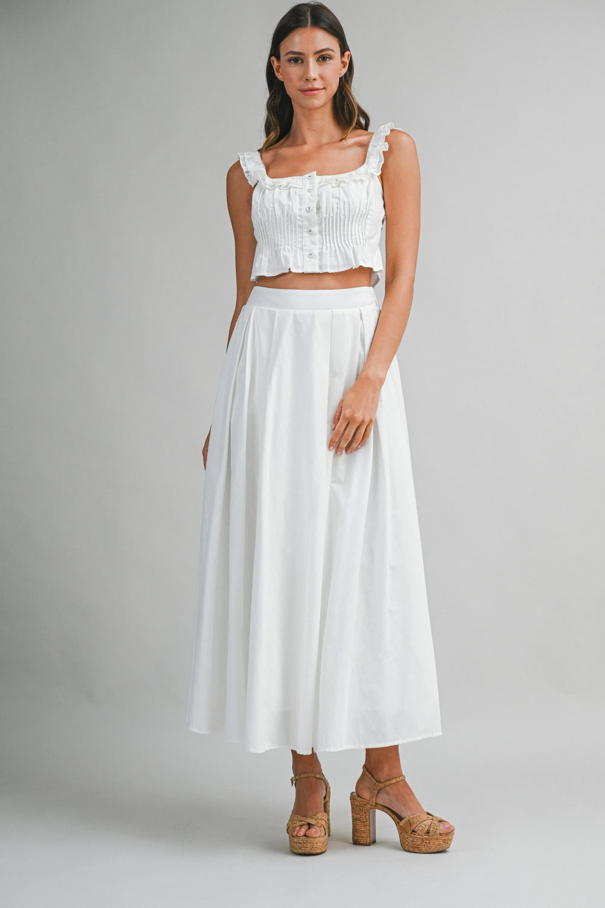 HUNTER FRILLED TOP AND MIDI SKIRT SET sold by MABLE