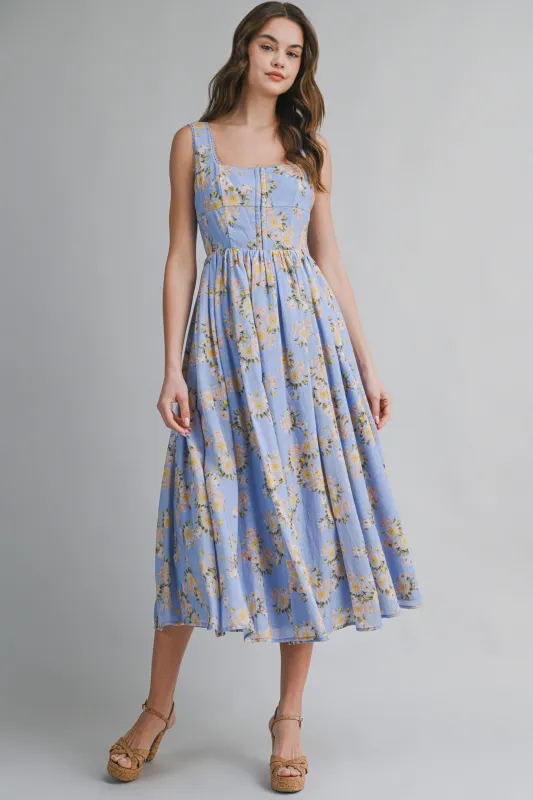 LATRICE FLORAL PRINTED MIDI DRESS made by MABLE