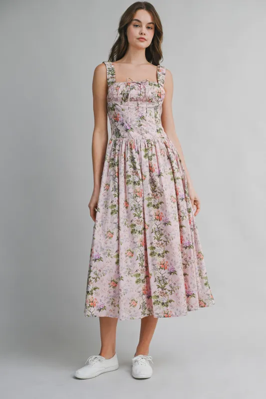 CLEO RUCHED BUST DETAIL MIDI DRESS made by MABLE