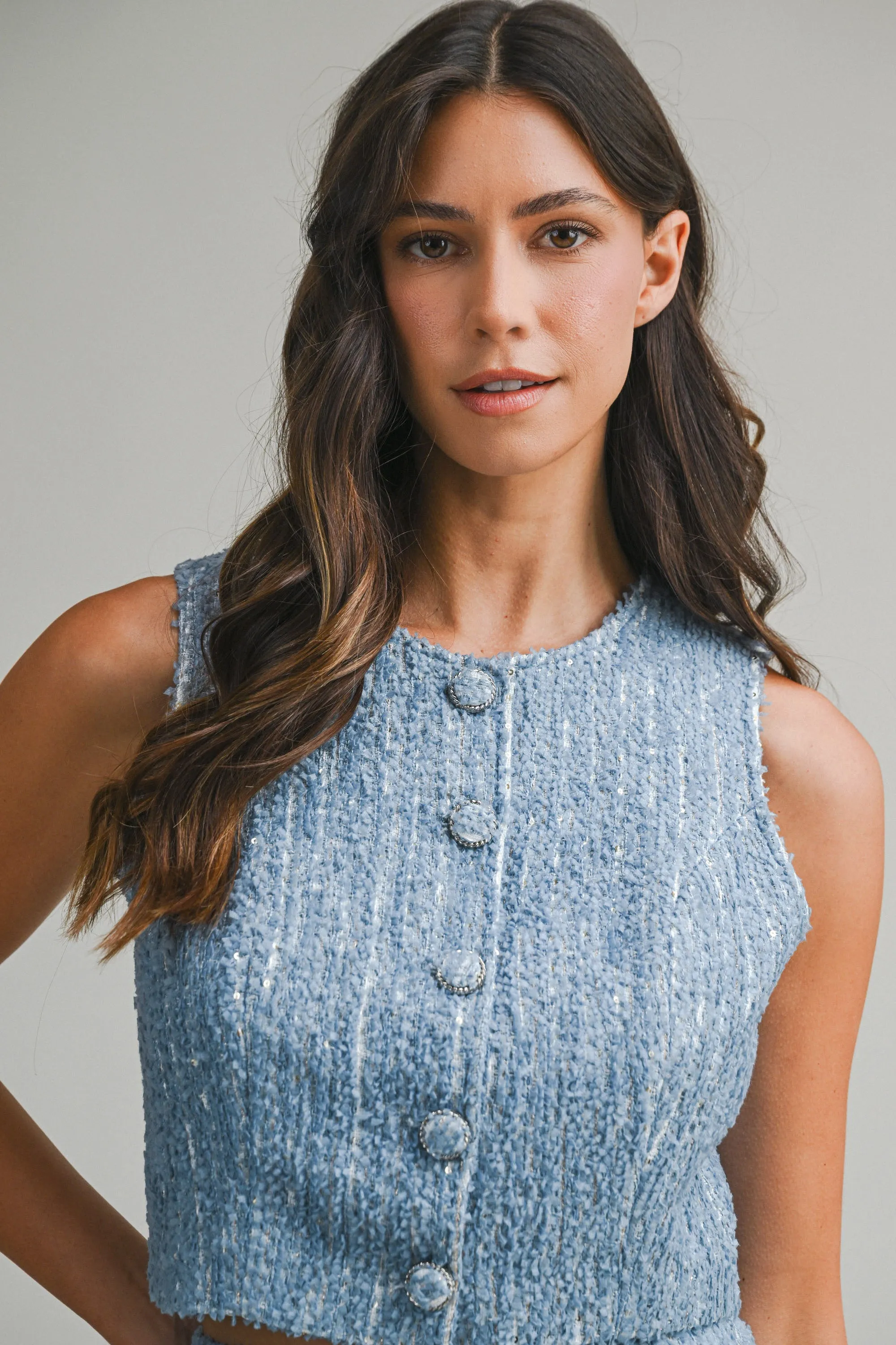 KAIYA SEQUIN TWEED TOP AND MINI SKIRT SET sold by MABLE product image thumbnail 5