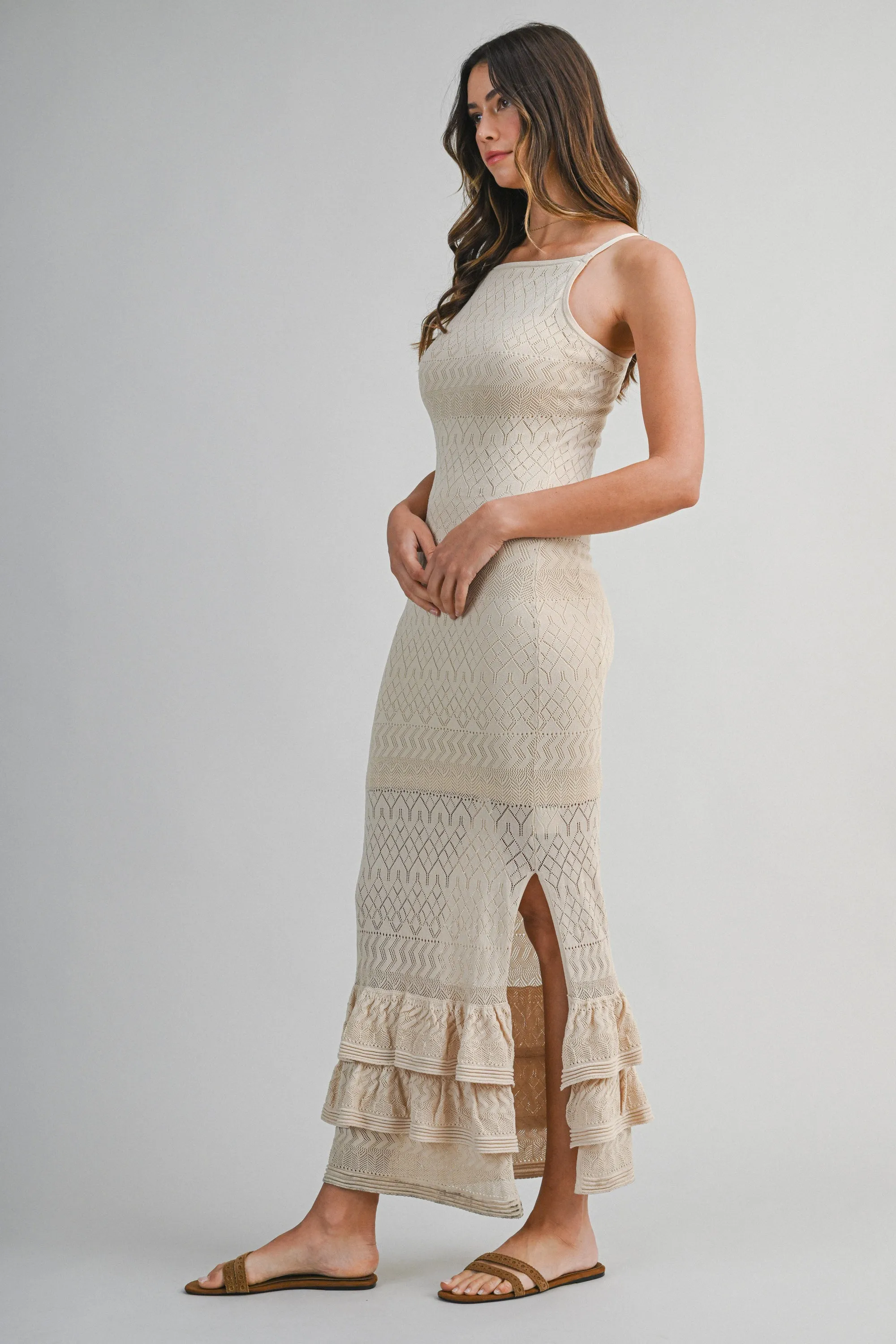 MALIYAH KNITTED BODYCON RUFFLE HEM MIDI DRESS sold by MABLE product image thumbnail 4
