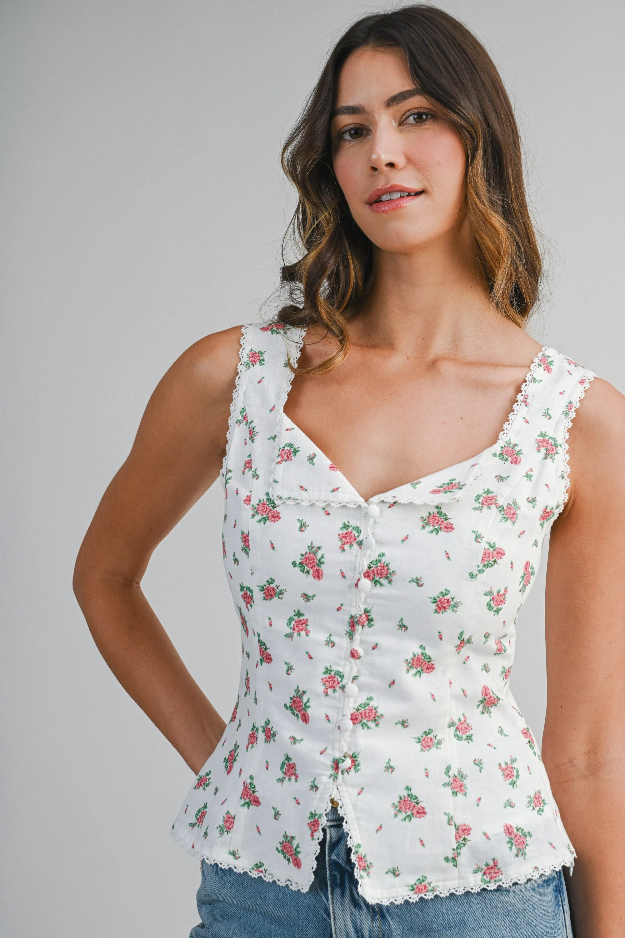 DANI FLORAL PRINTED SLEEVELESS TOP sold by MABLE