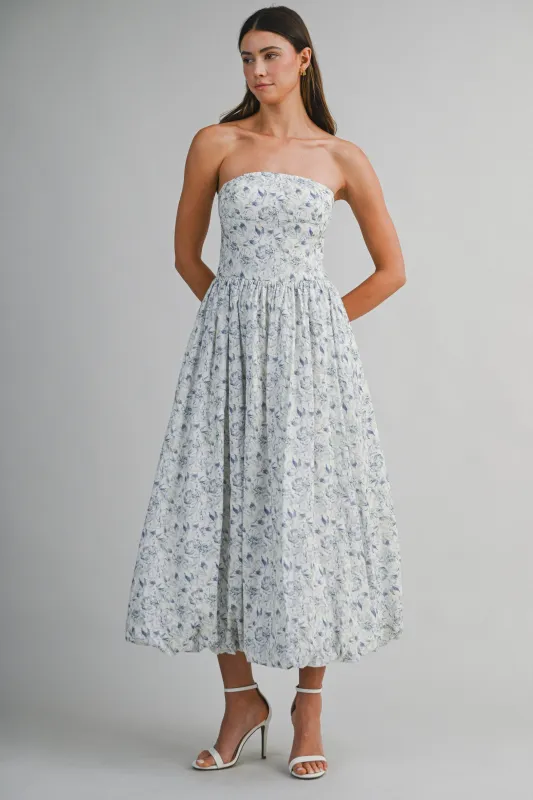 KATIE FLORAL PRINTED TUBE MIDI DRESS made by MABLE