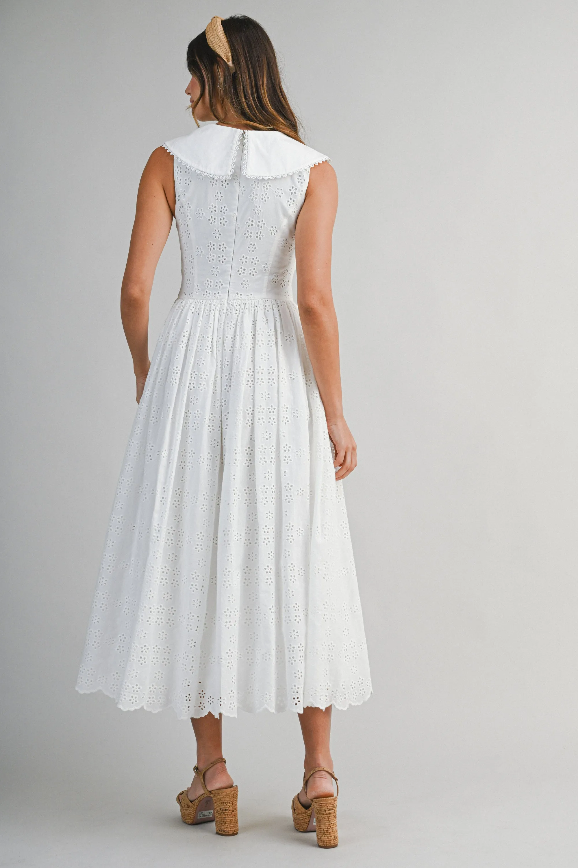 PALOMA BIB COLLAR EYELET MIDI DRESS sold by MABLE product image thumbnail 4