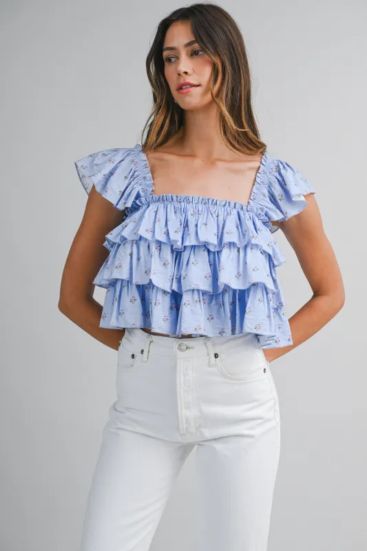 PENNY DITZY FLORAL PRINTED RUFFLED TOP made by MABLE