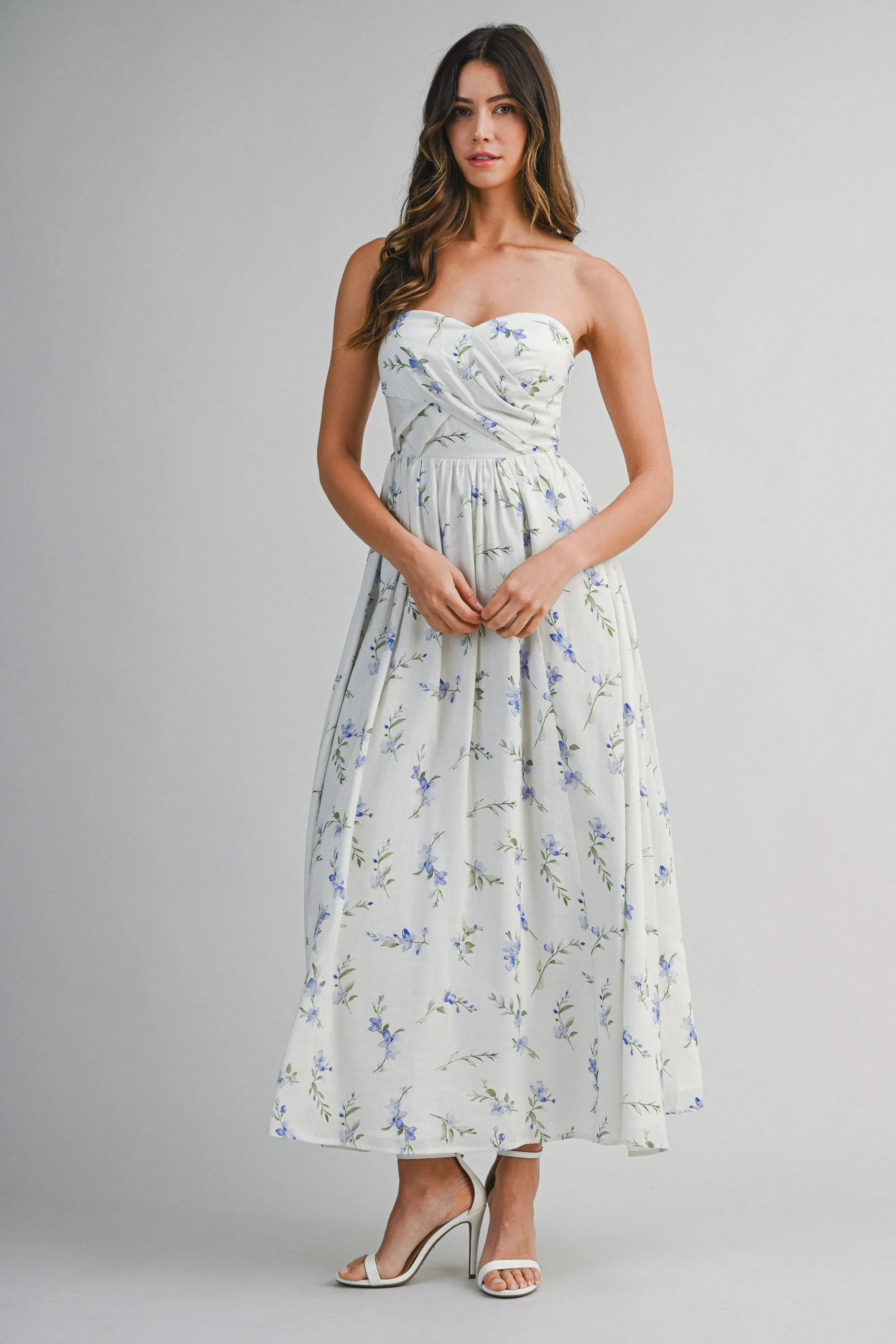 RYAN FLORAL PRINTED SWEETHEART MAXI DRESS sold by MABLE