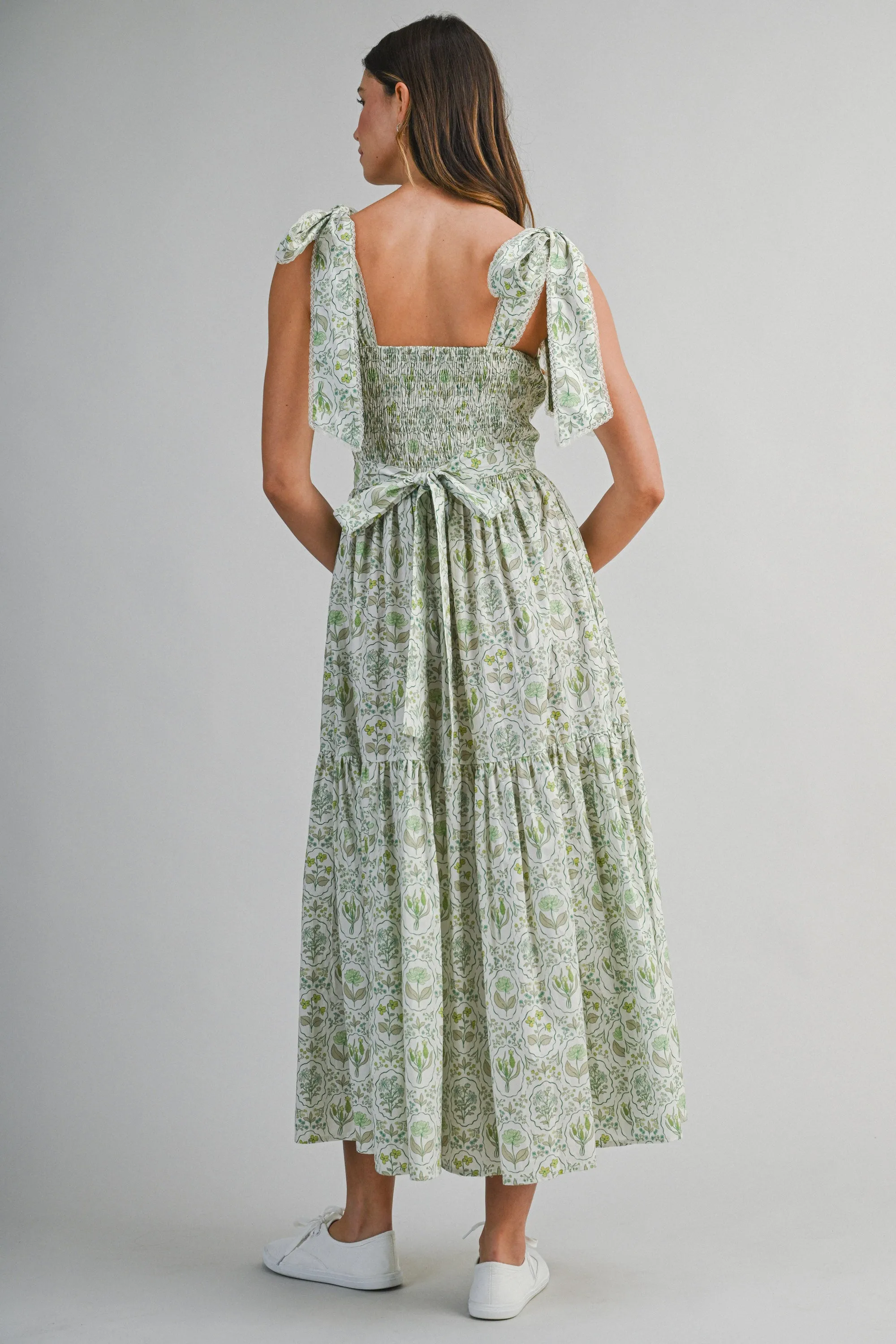 JULIET PRINTED SHOULDER TIE MIDI DRESS sold by MABLE product image thumbnail 5