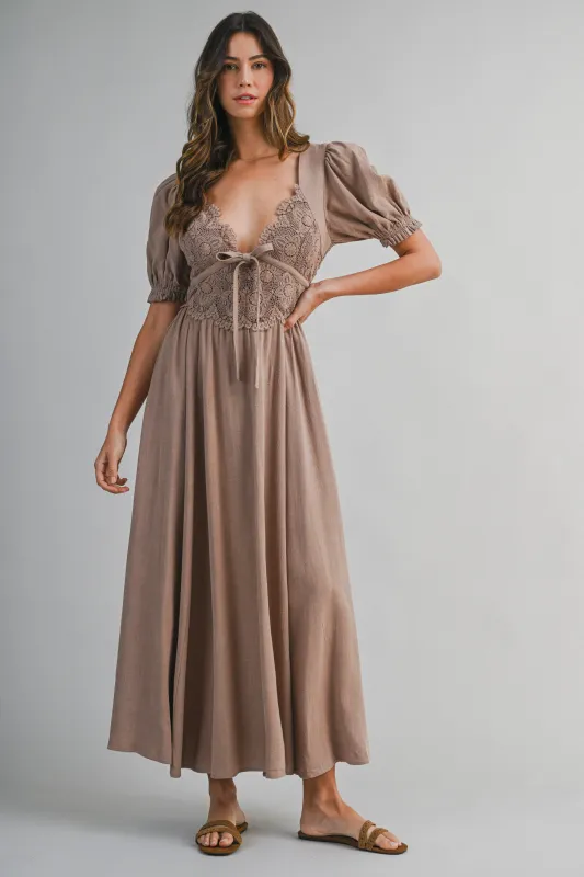 NOEMI LACE BODICE MIDI DRESS made by MABLE