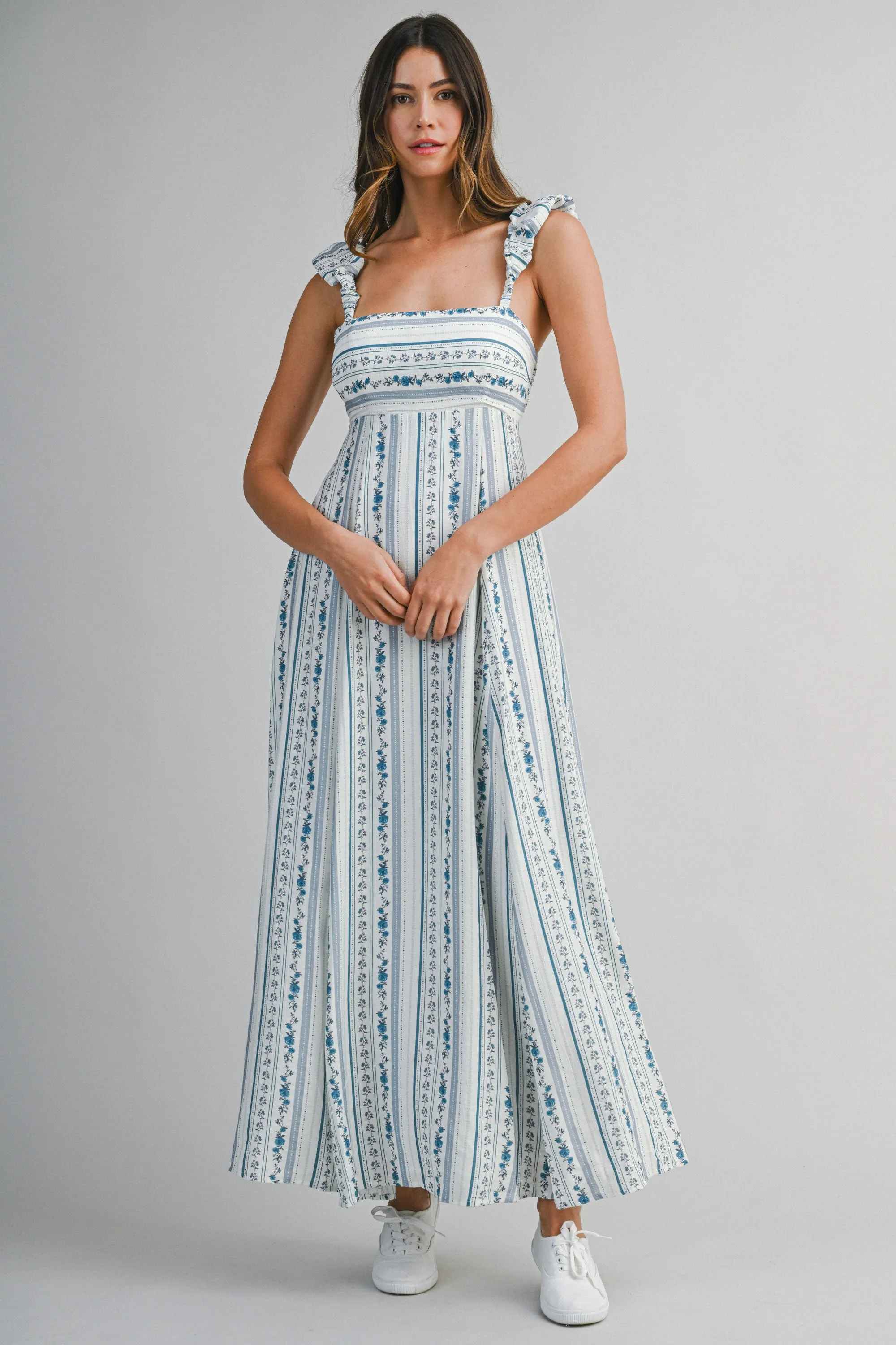 SIERRA WALLPAPER PRINTED STRAP SHOULDER MIDI DRESS sold by MABLE