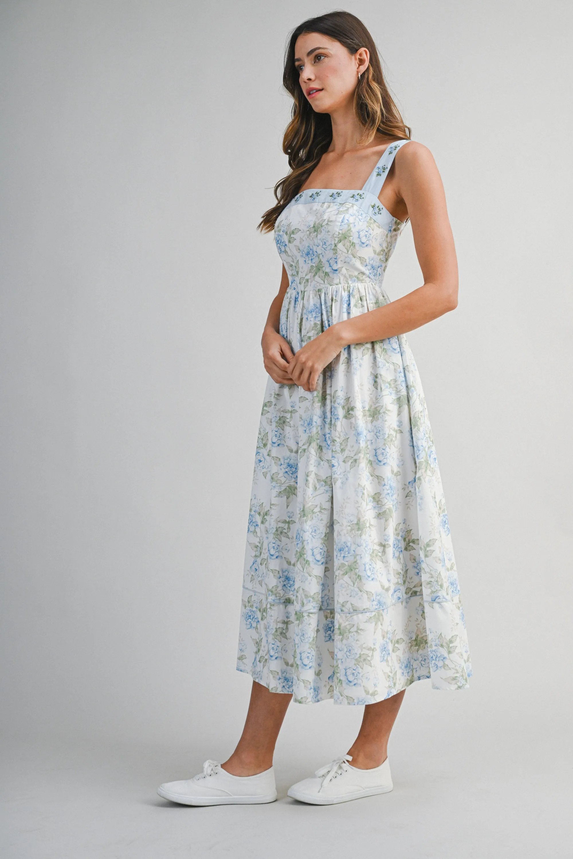 KYLEIGH FLORAL PRINTED EMBROIDERED BAND MIDI DRESS sold by MABLE product image thumbnail 4