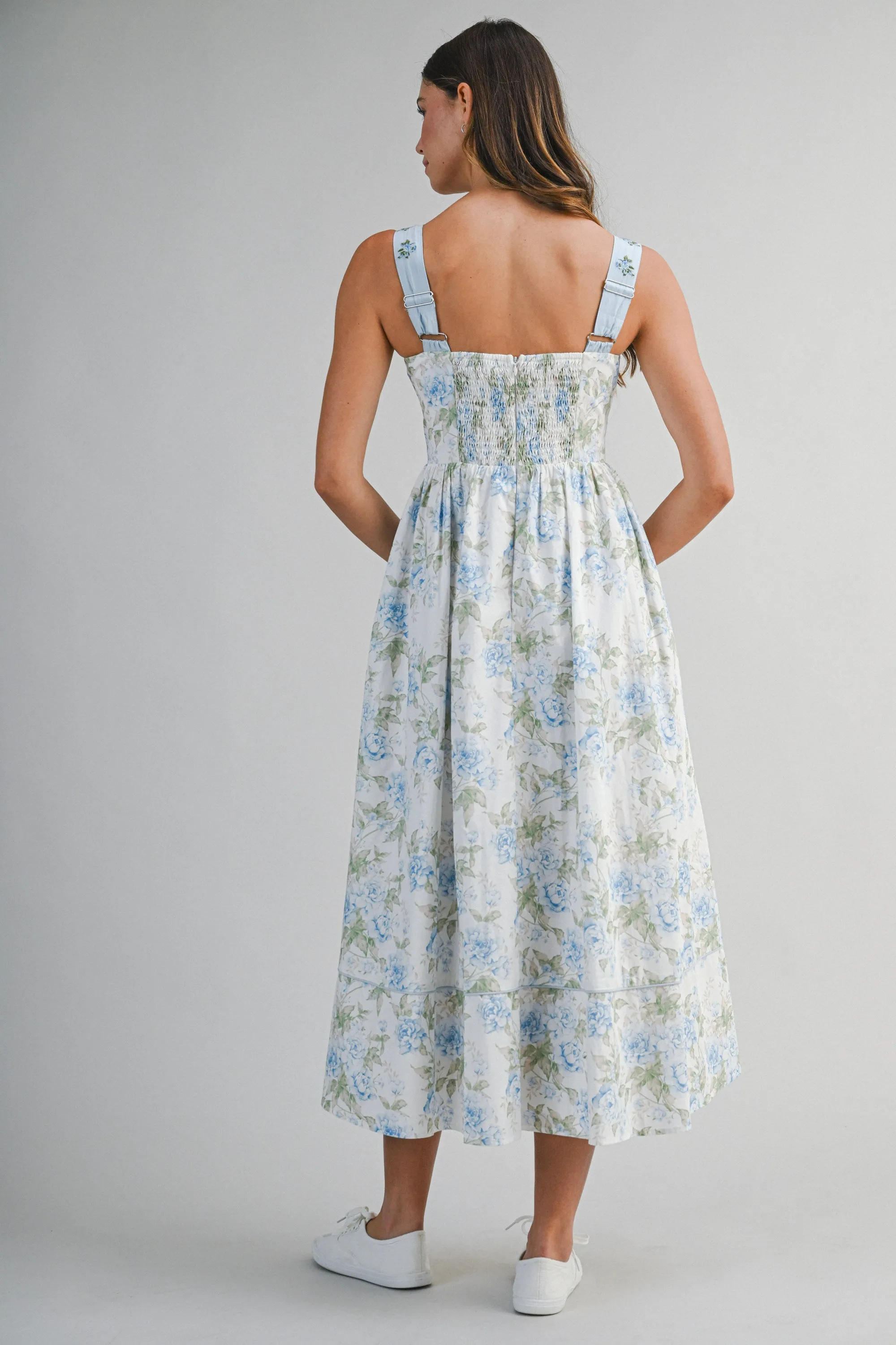 KYLEIGH FLORAL PRINTED EMBROIDERED BAND MIDI DRESS sold by MABLE product image thumbnail 3