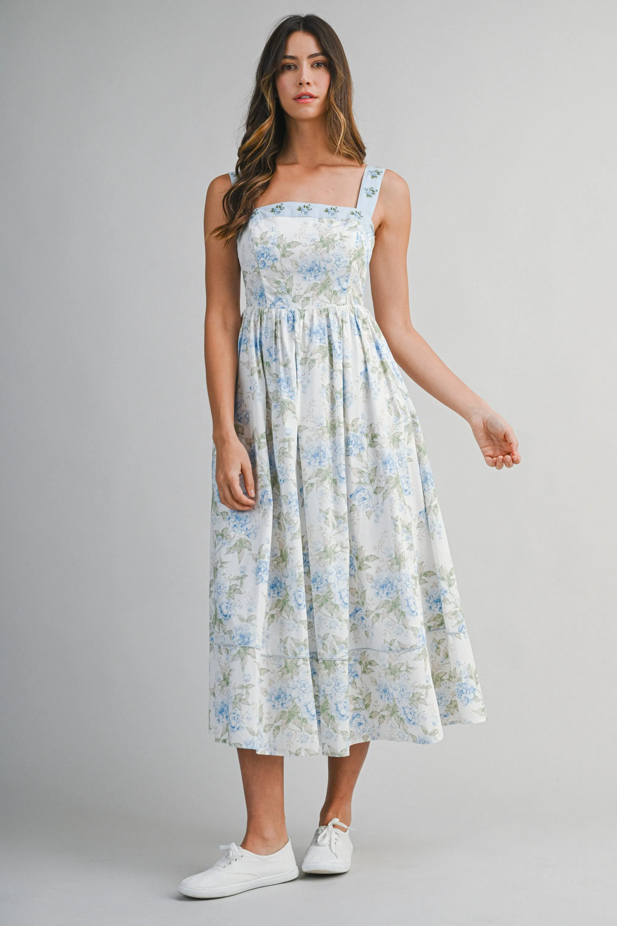 KYLEIGH FLORAL PRINTED EMBROIDERED BAND MIDI DRESS sold by MABLE product image thumbnail 2