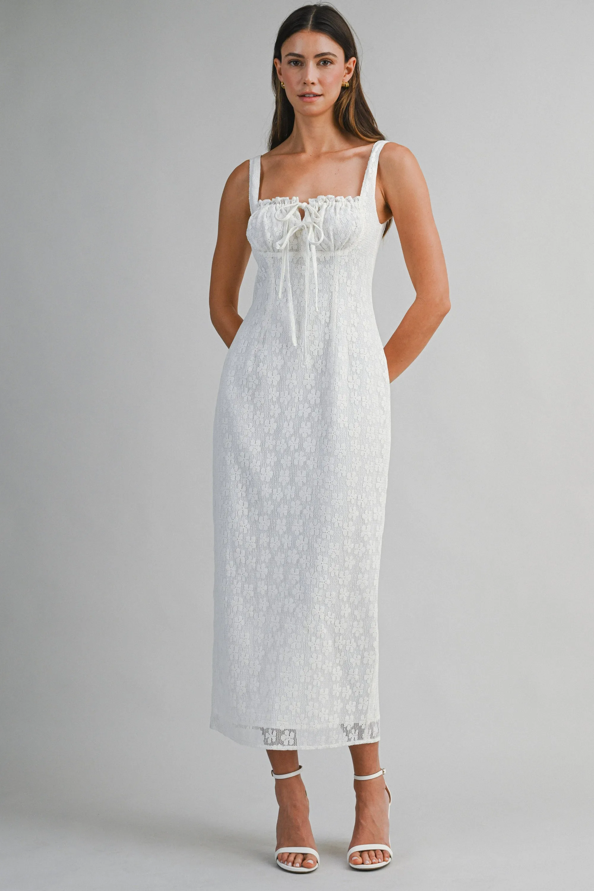 ZOYA LACE SLEEVELESS MIDI DRESS sold by MABLE