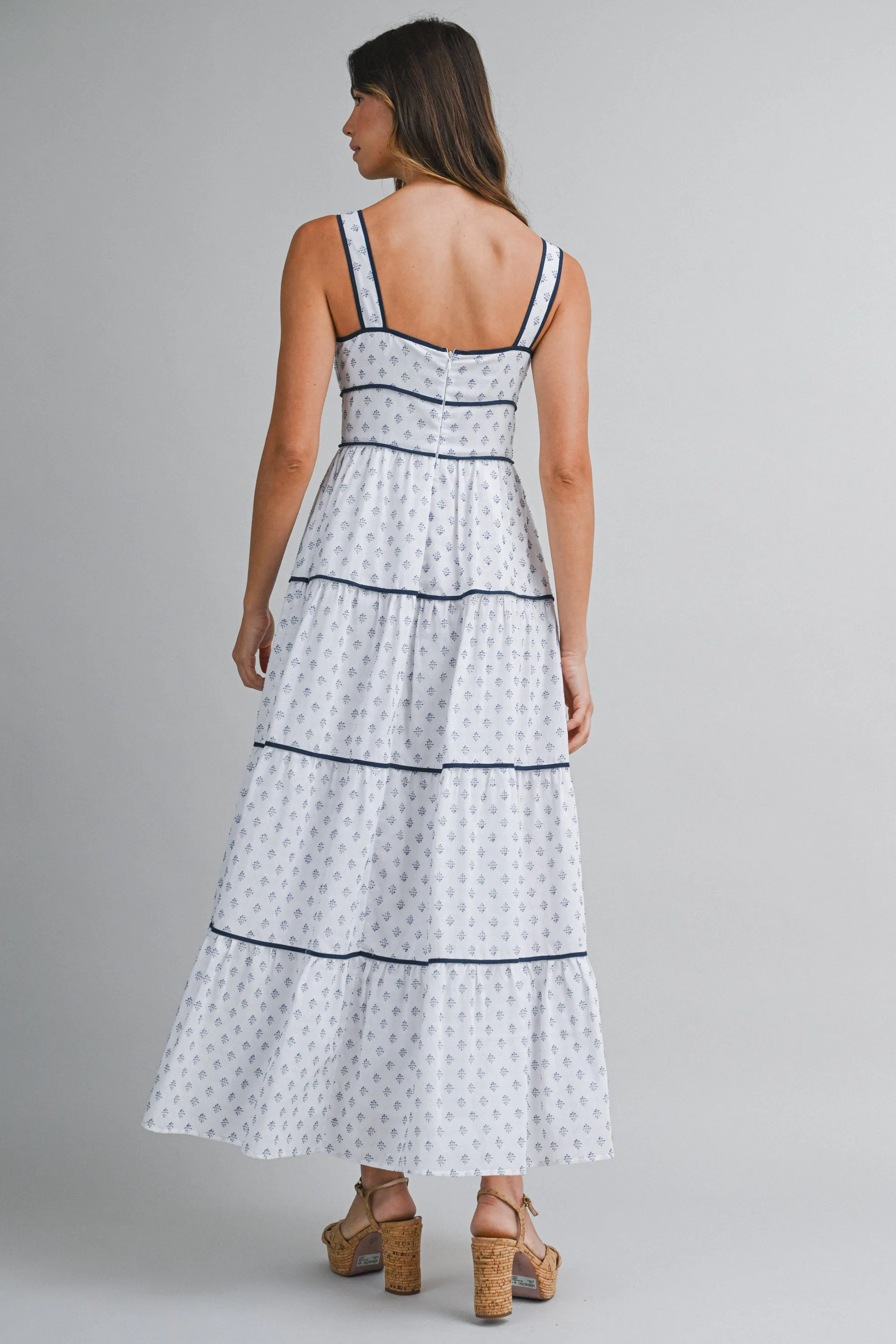 GISELLE CONTRAST PIPING TIERED MAXI DRESS sold by MABLE product image thumbnail 4