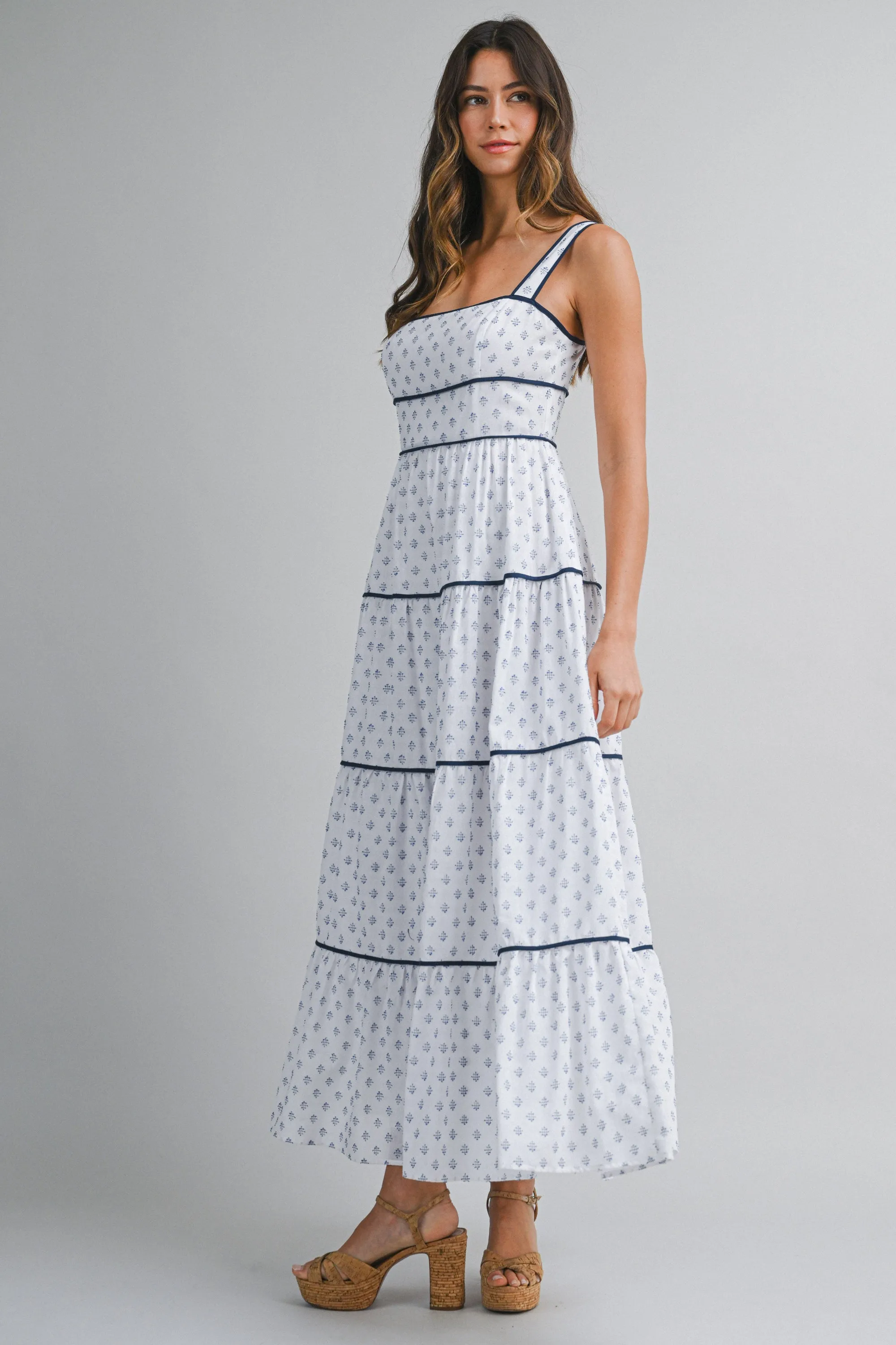 GISELLE CONTRAST PIPING TIERED MAXI DRESS sold by MABLE product image thumbnail 3