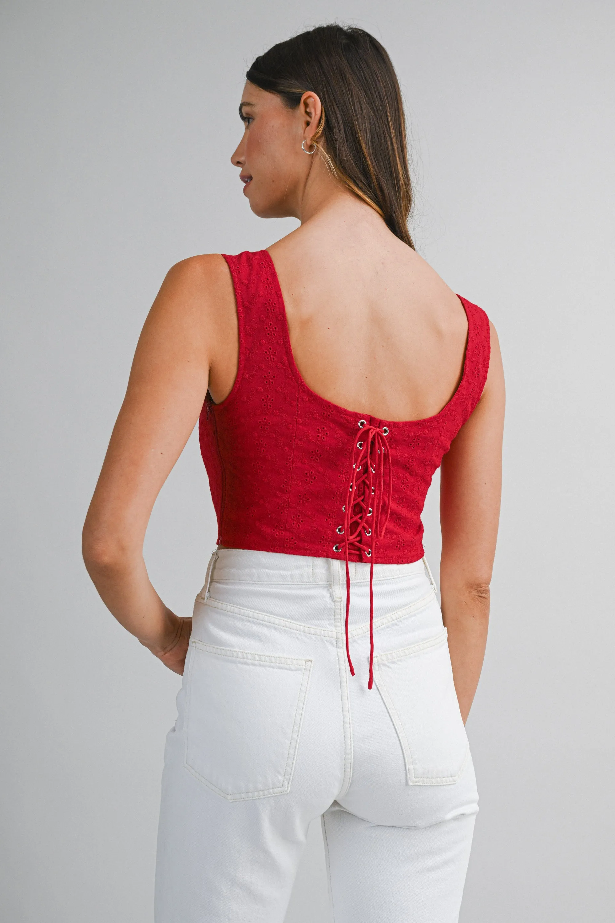 REESE EYELET CORSET LACE UP TOP sold by MABLE product image thumbnail 3