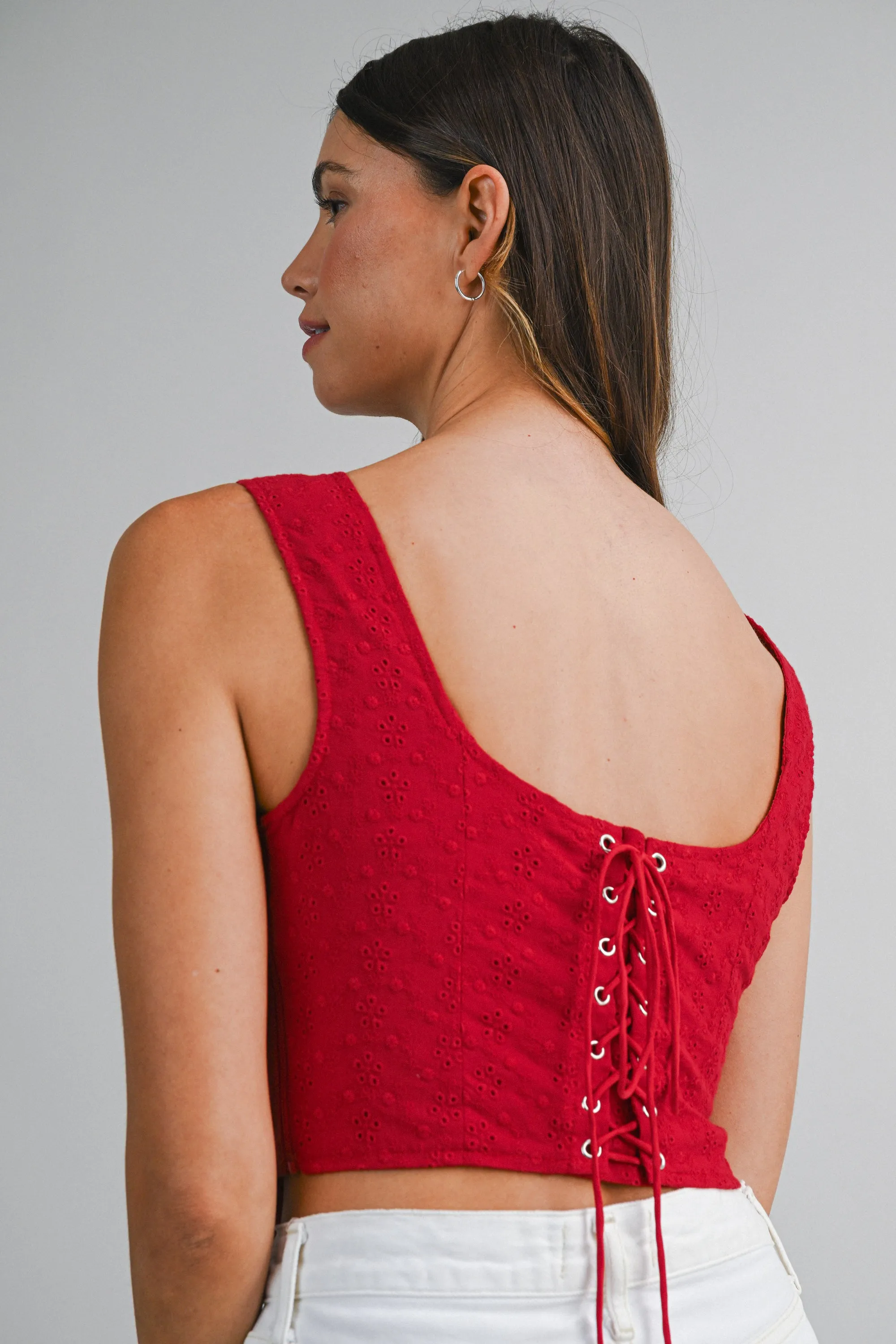 REESE EYELET CORSET LACE UP TOP sold by MABLE product image thumbnail 5