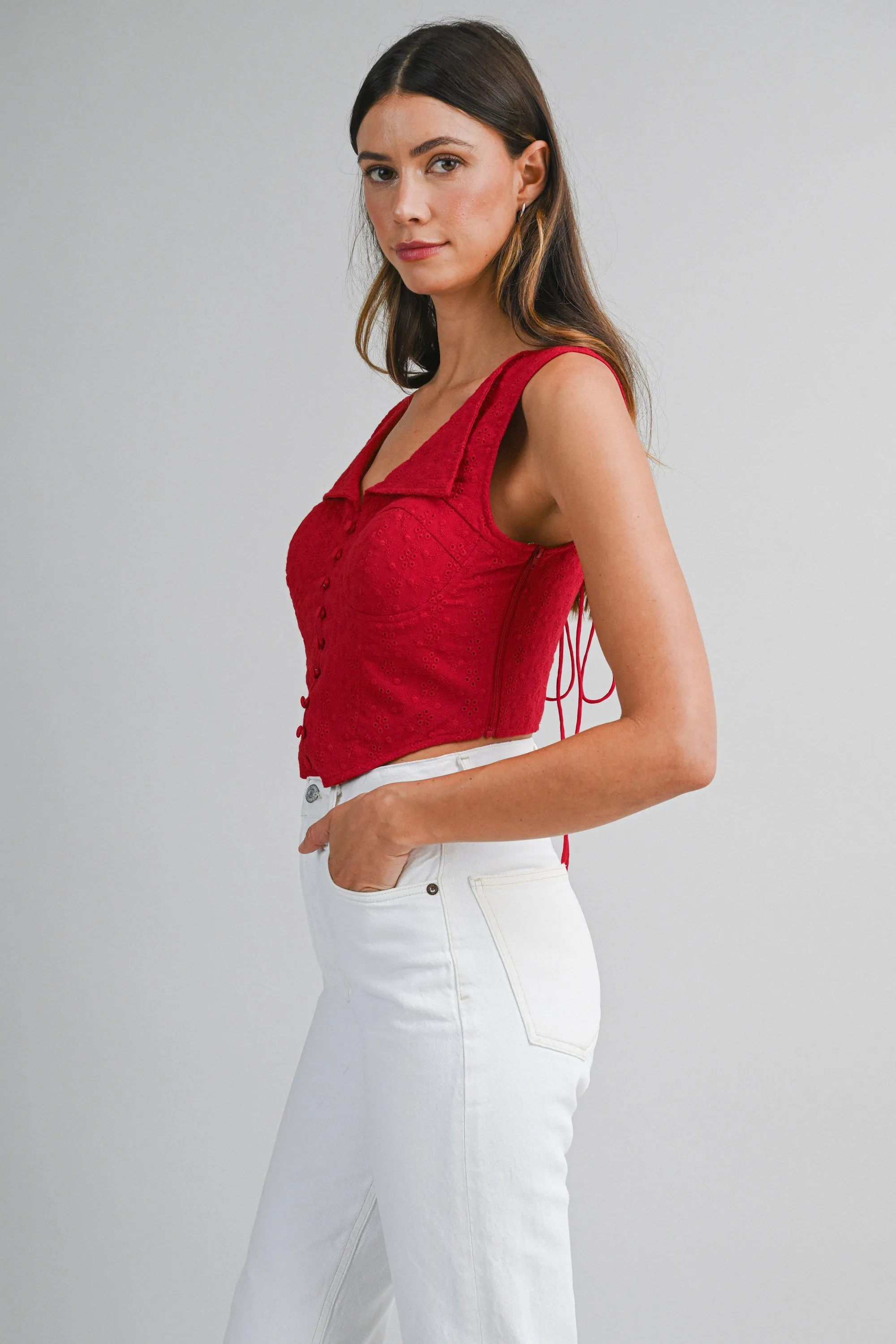 REESE EYELET CORSET LACE UP TOP sold by MABLE product image thumbnail 2