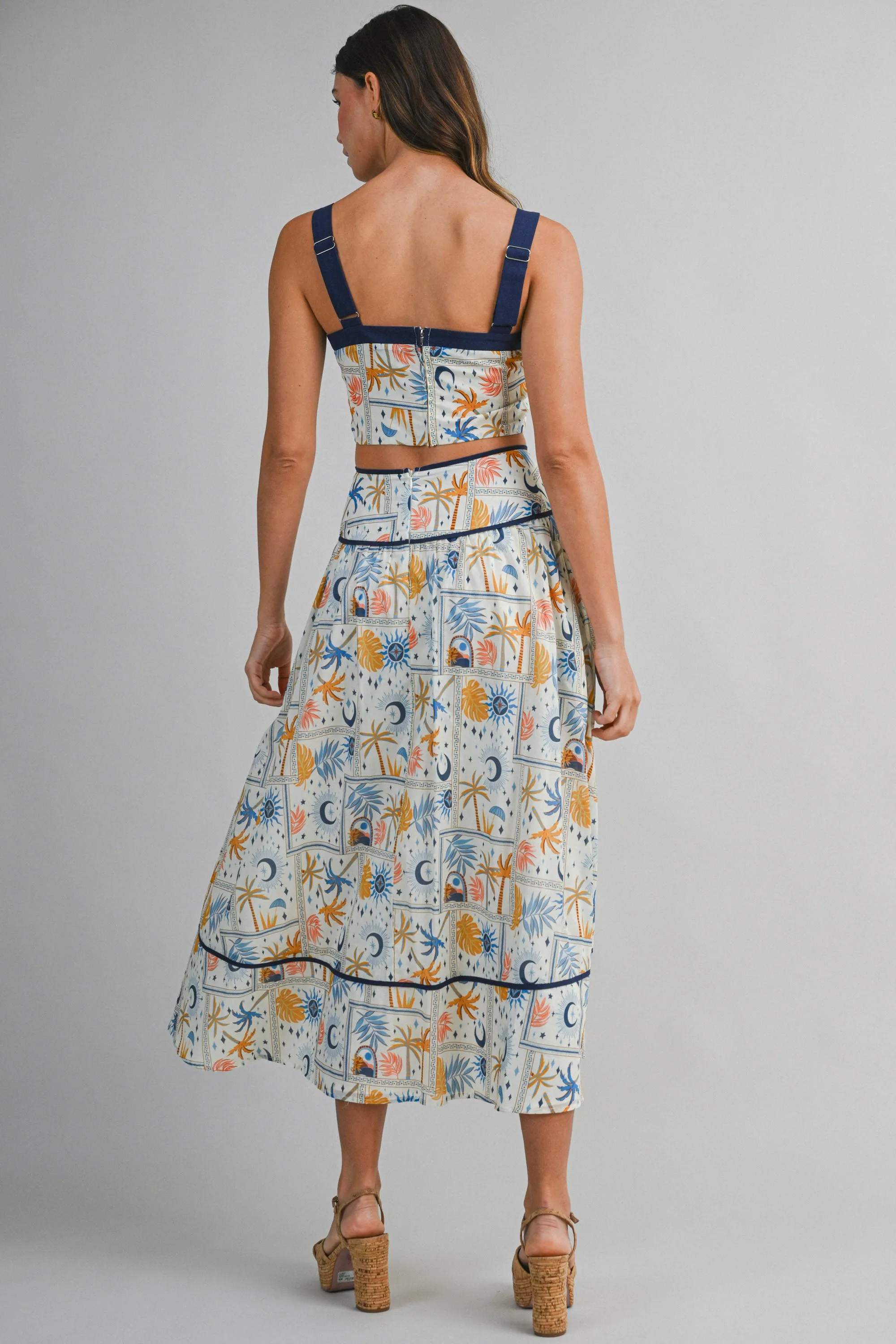 DEMI CONTRAST SQUARE NECK CROP TOP AND MINI SKIRT SET sold by MABLE product image thumbnail 3