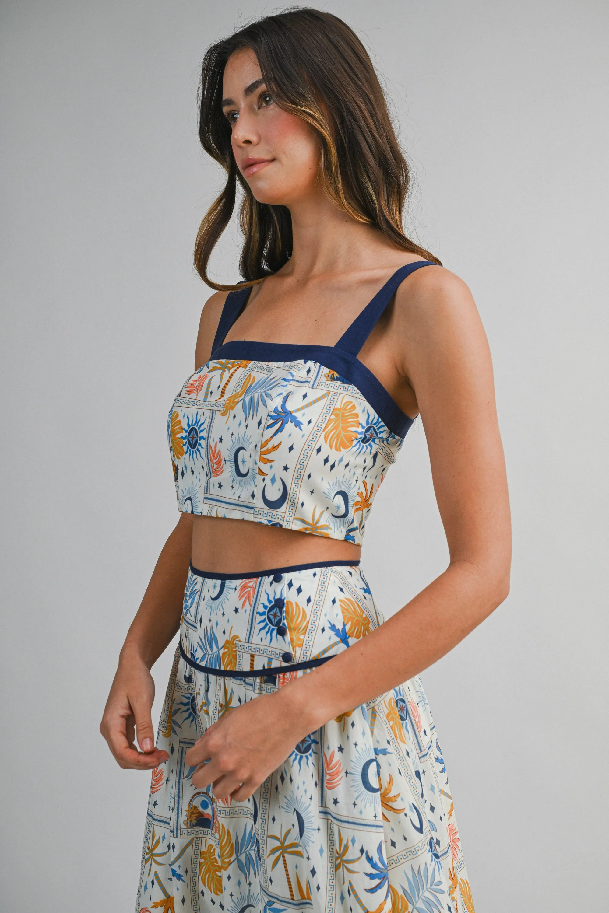 DEMI CONTRAST SQUARE NECK CROP TOP AND MINI SKIRT SET sold by MABLE product image thumbnail 5