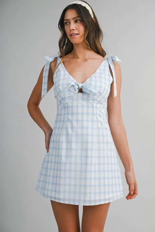 SHAY KNITTED PLAID MINI DRESS made by MABLE